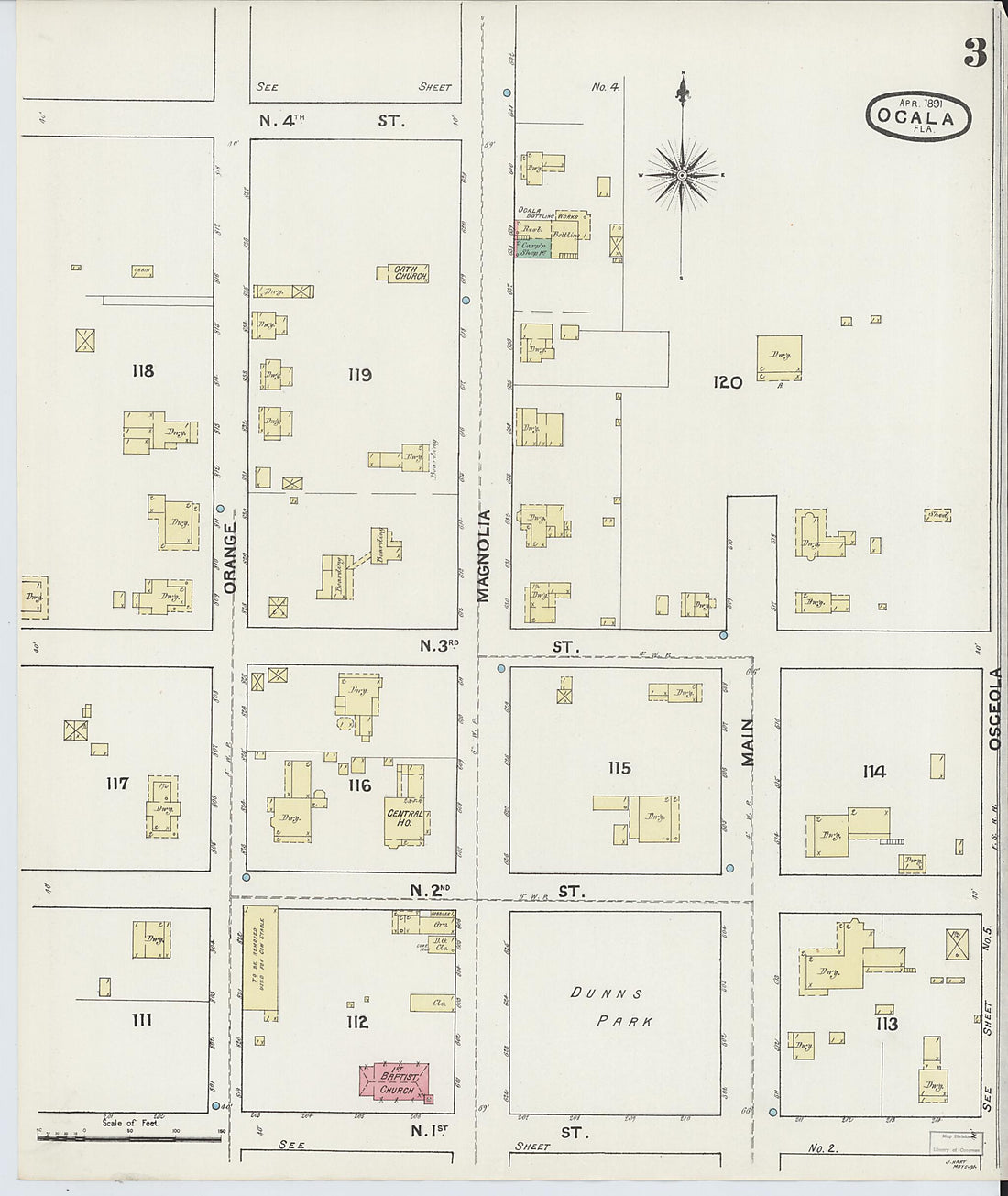 This old map of Ocala, Marion County, Florida was created by Sanborn Map Company in 1891