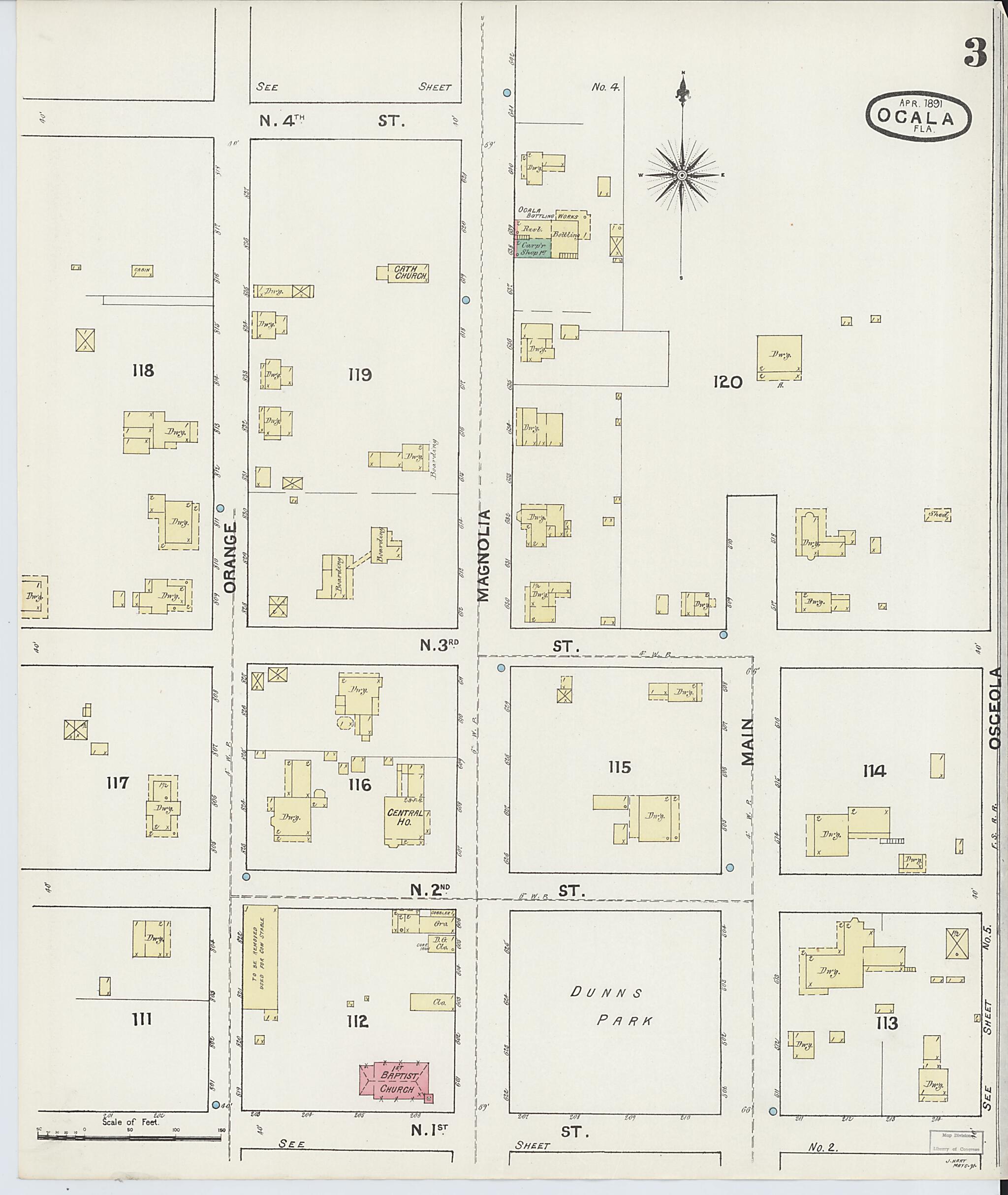 This old map of Ocala, Marion County, Florida was created by Sanborn Map Company in 1891