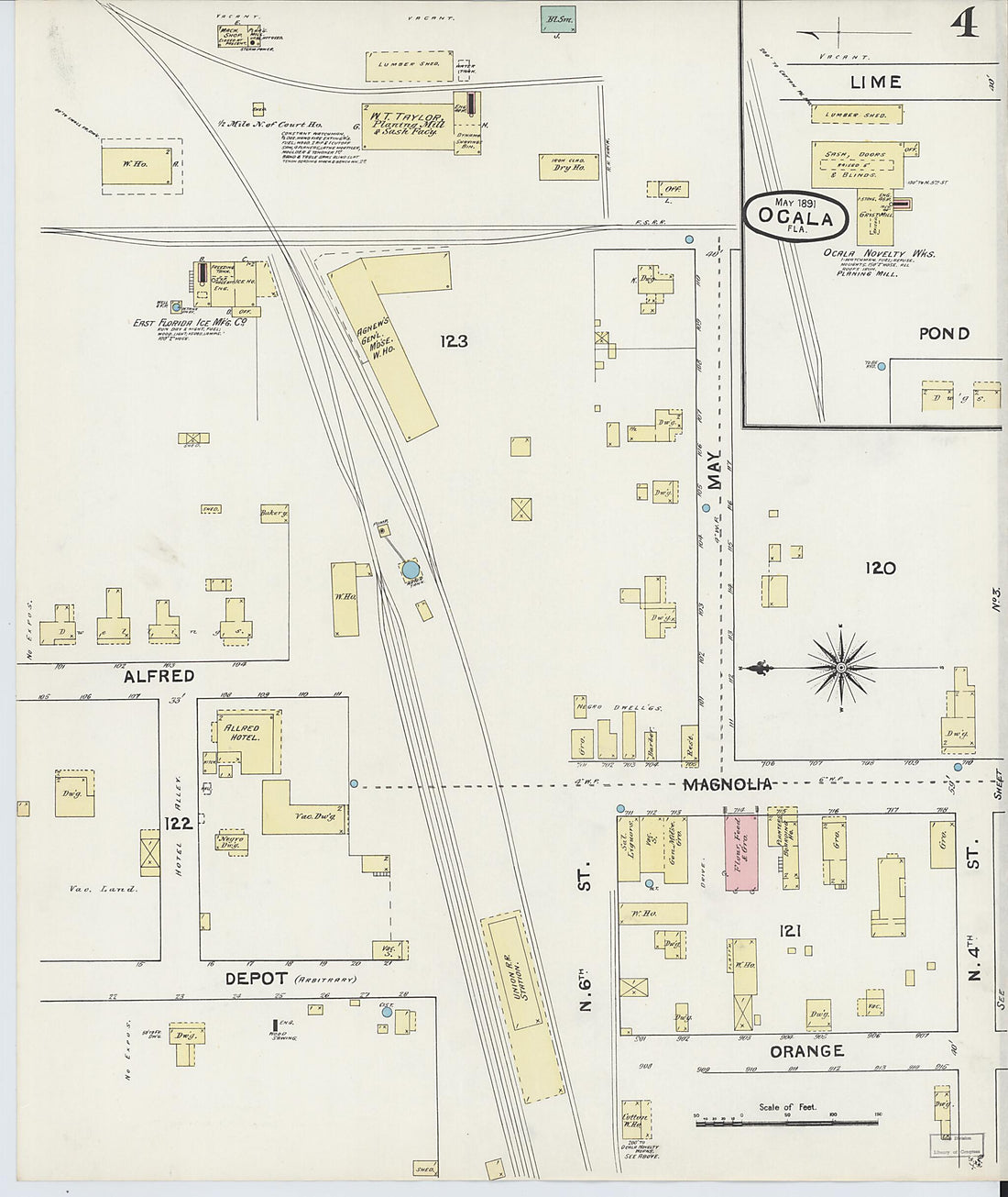 This old map of Ocala, Marion County, Florida was created by Sanborn Map Company in 1891