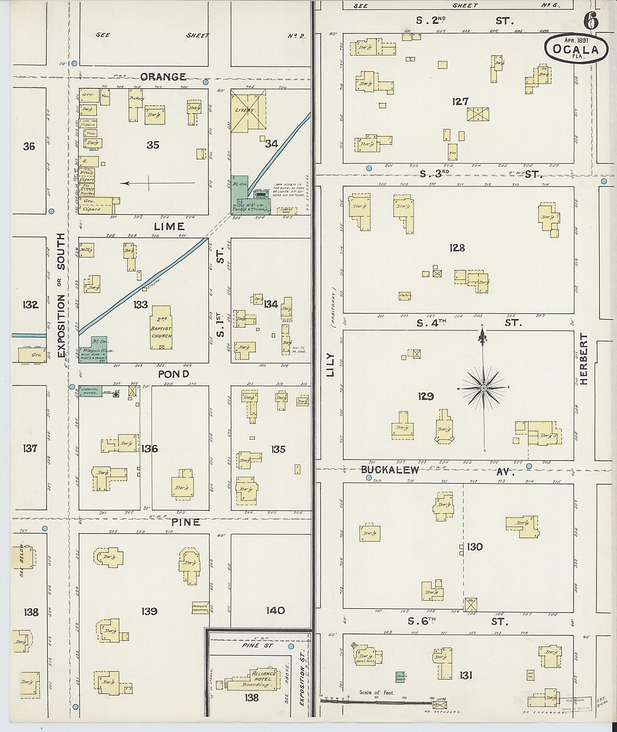 This old map of Ocala, Marion County, Florida was created by Sanborn Map Company in 1891