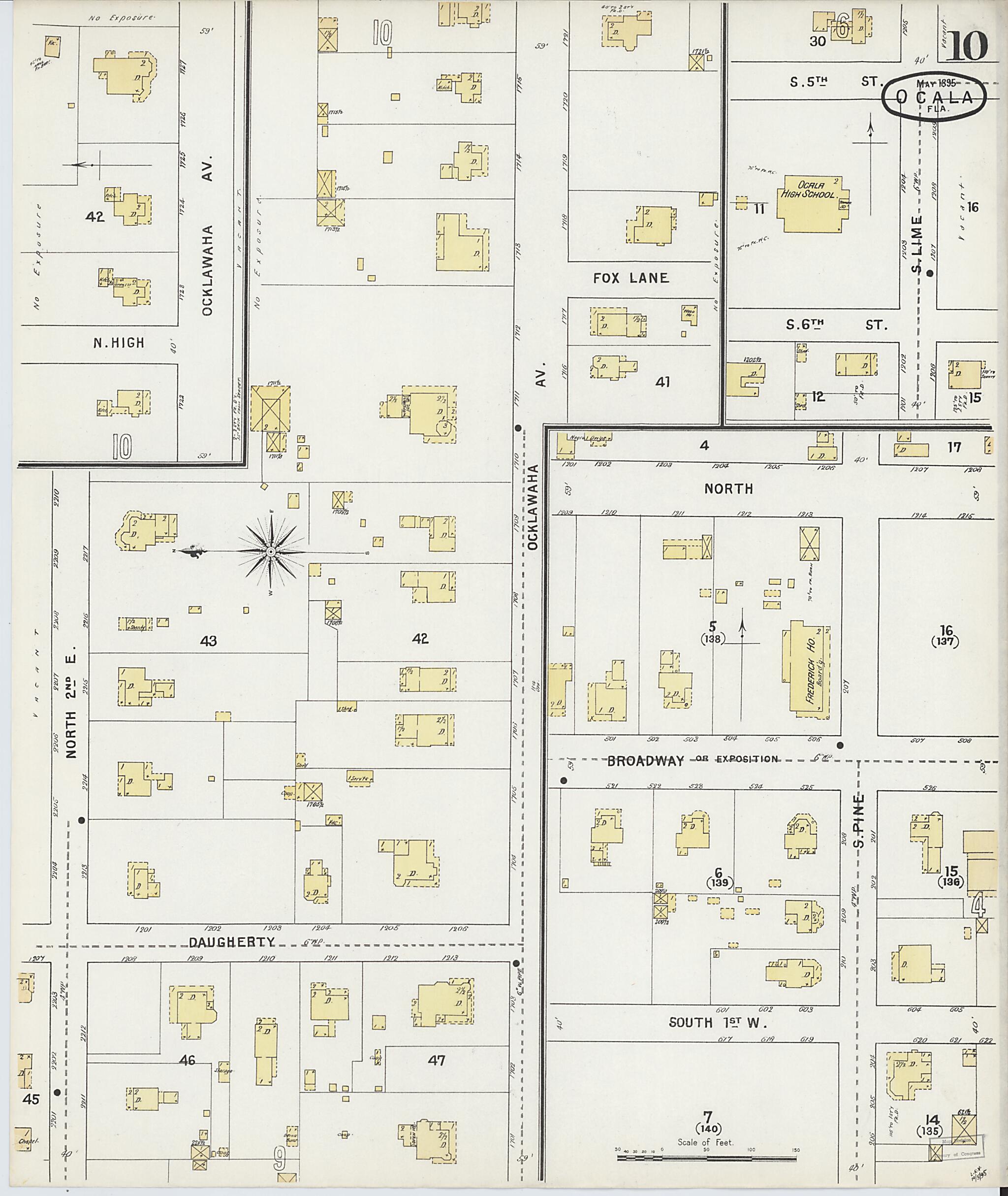 This old map of Ocala, Marion County, Florida was created by Sanborn Map Company in 1895