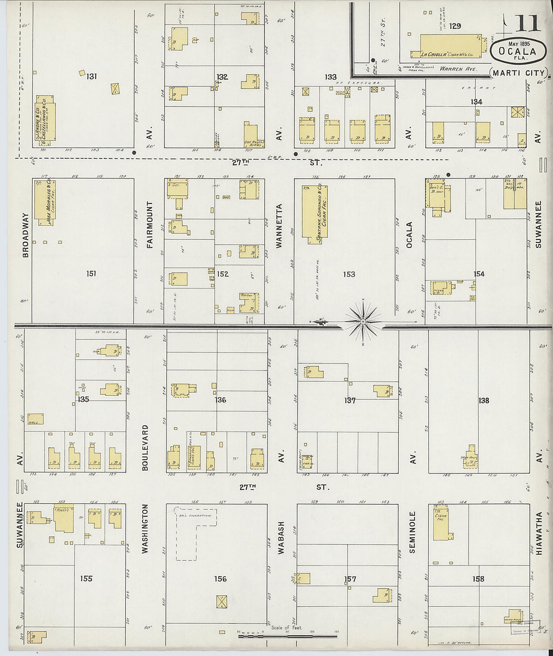 This old map of Ocala, Marion County, Florida was created by Sanborn Map Company in 1895