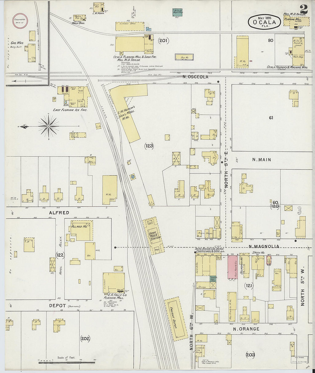 This old map of Ocala, Marion County, Florida was created by Sanborn Map Company in 1895