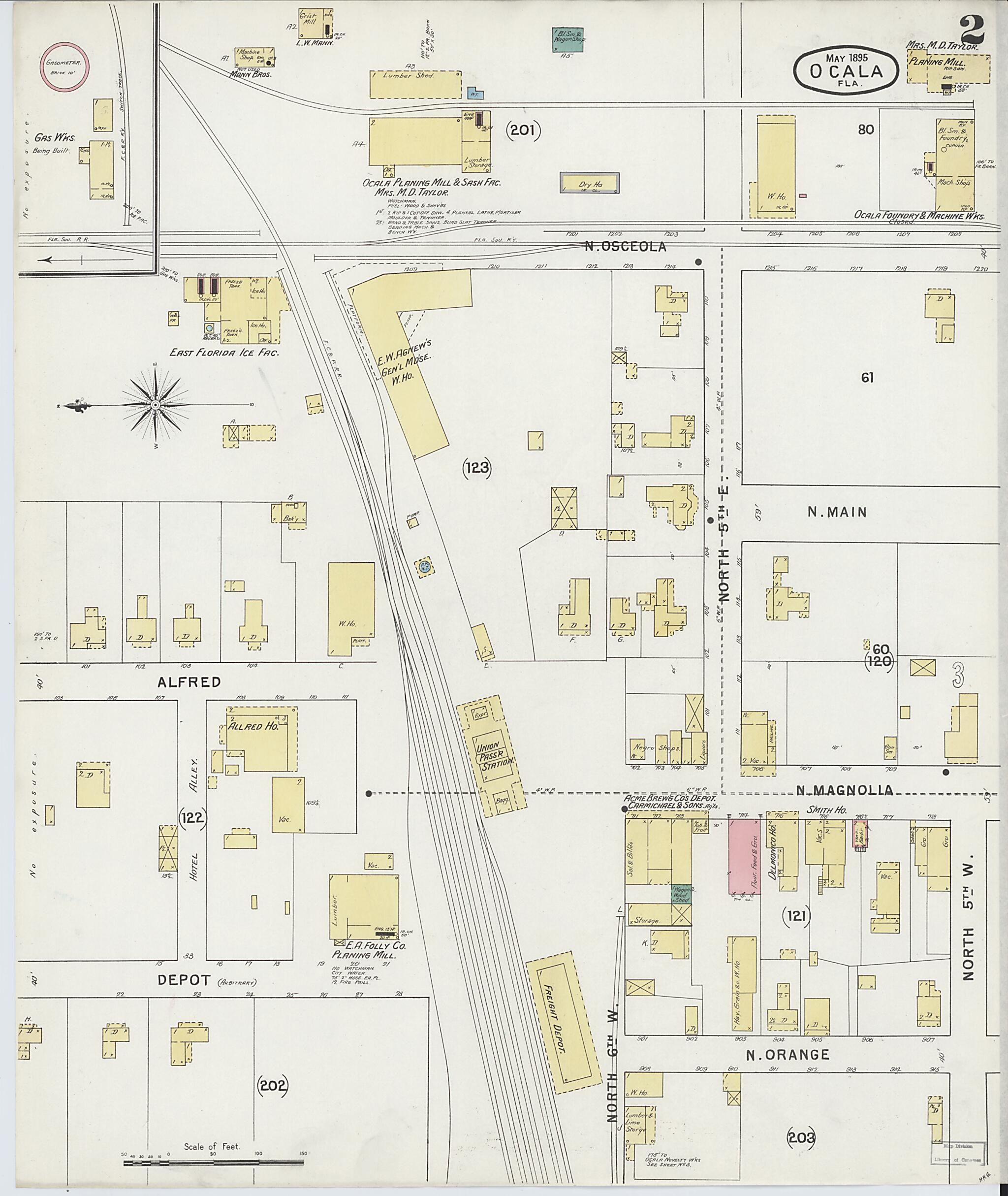 This old map of Ocala, Marion County, Florida was created by Sanborn Map Company in 1895