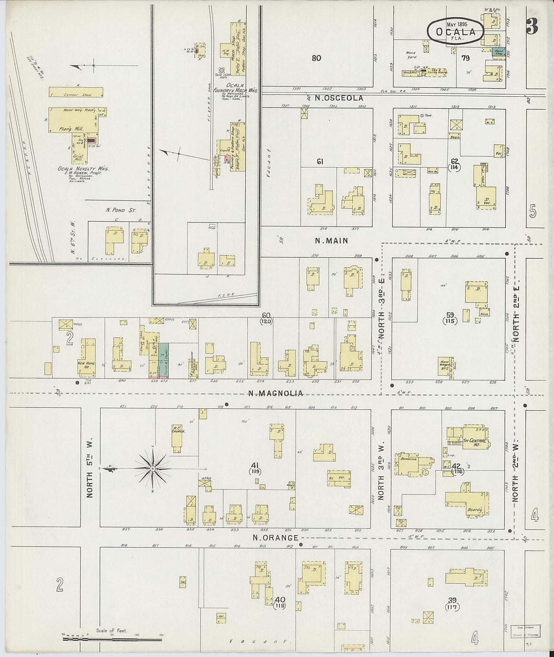 This old map of Ocala, Marion County, Florida was created by Sanborn Map Company in 1895