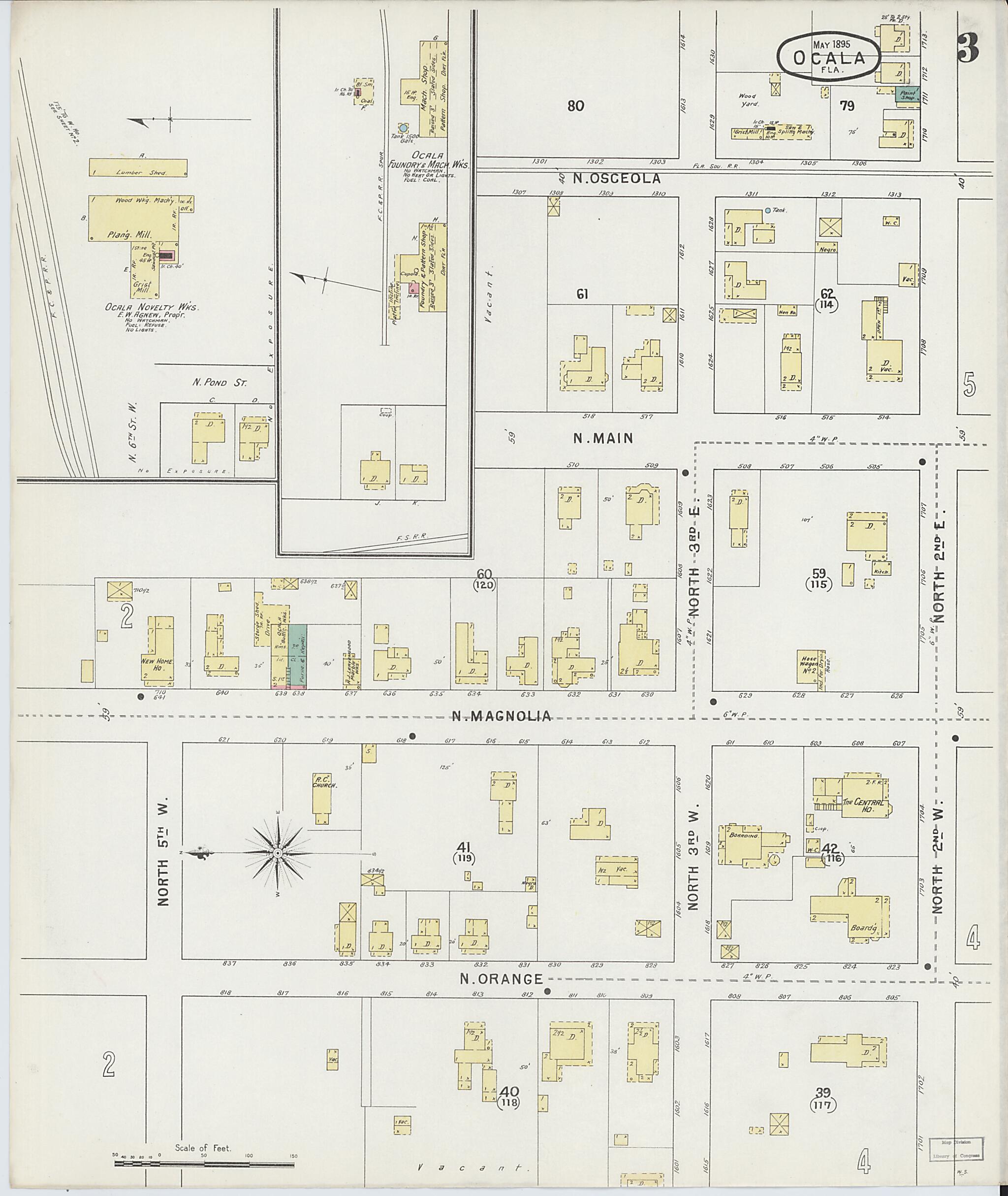 This old map of Ocala, Marion County, Florida was created by Sanborn Map Company in 1895