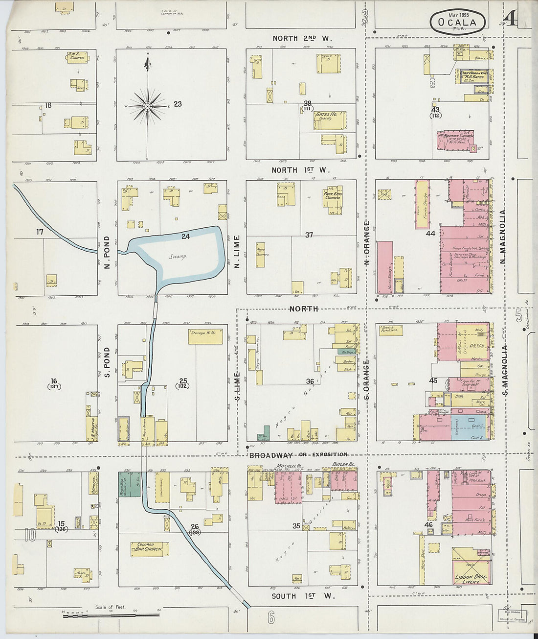 This old map of Ocala, Marion County, Florida was created by Sanborn Map Company in 1895