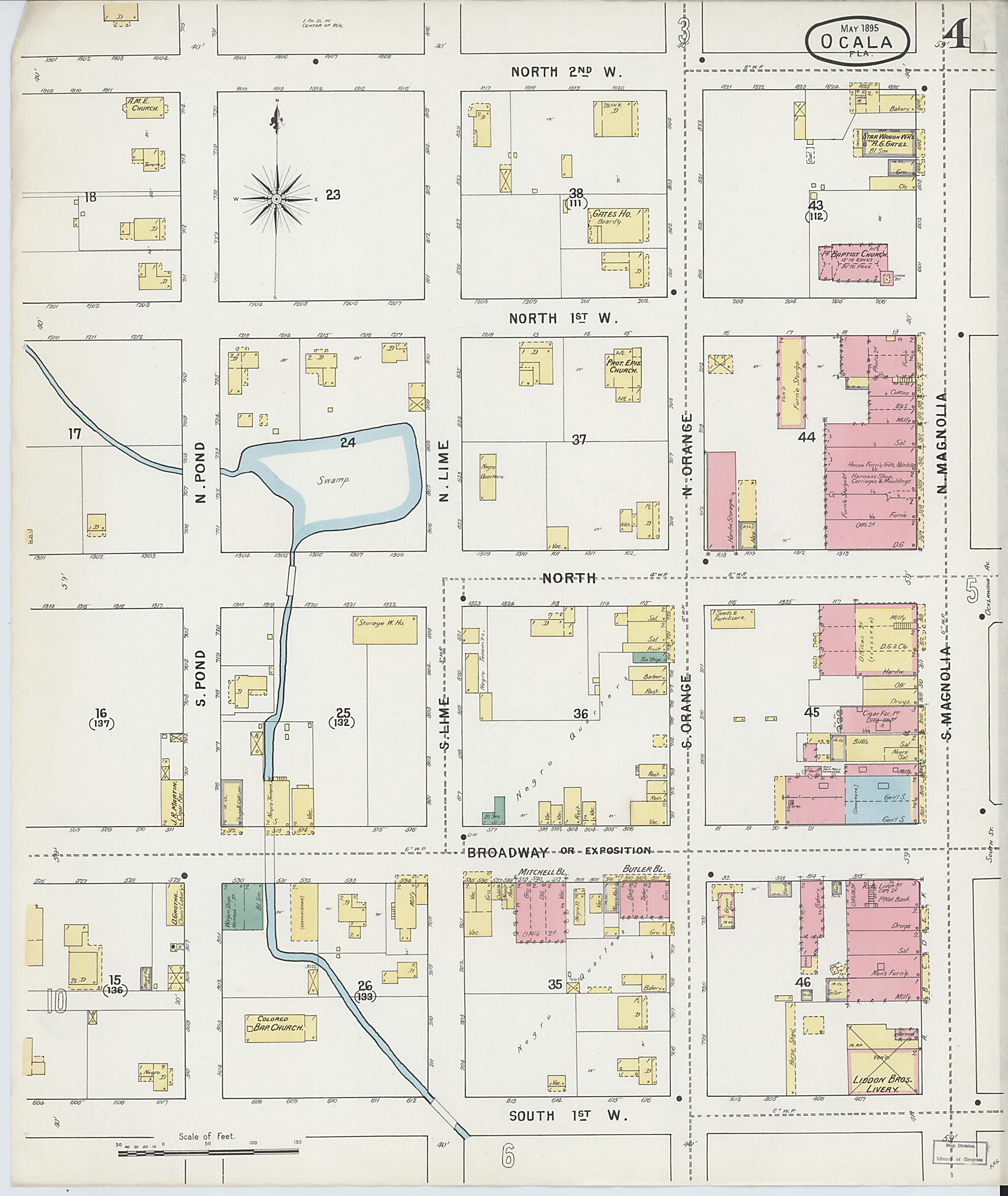 This old map of Ocala, Marion County, Florida was created by Sanborn Map Company in 1895