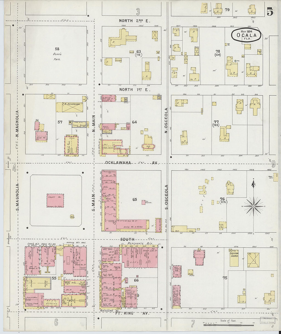 This old map of Ocala, Marion County, Florida was created by Sanborn Map Company in 1895