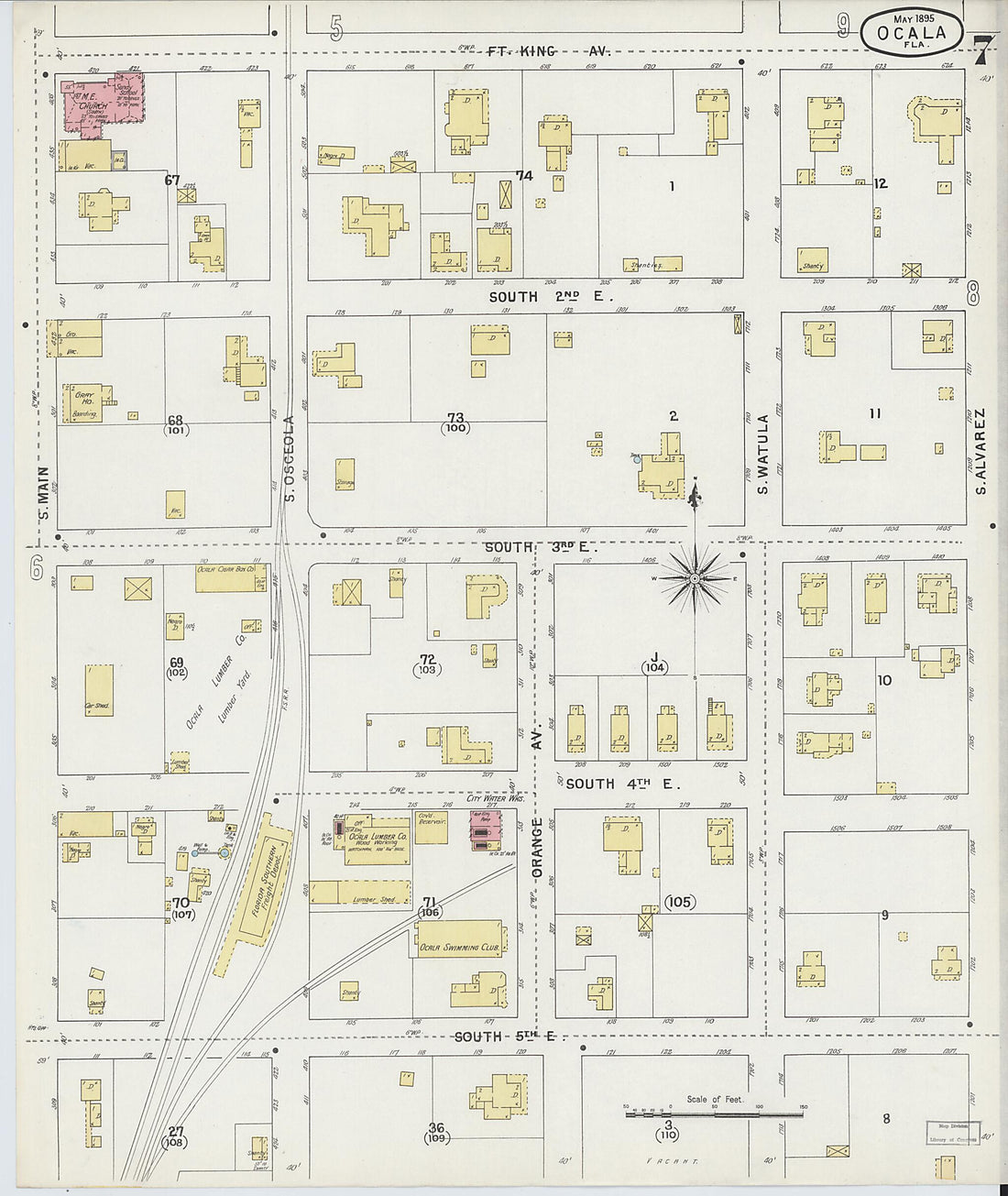 This old map of Ocala, Marion County, Florida was created by Sanborn Map Company in 1895