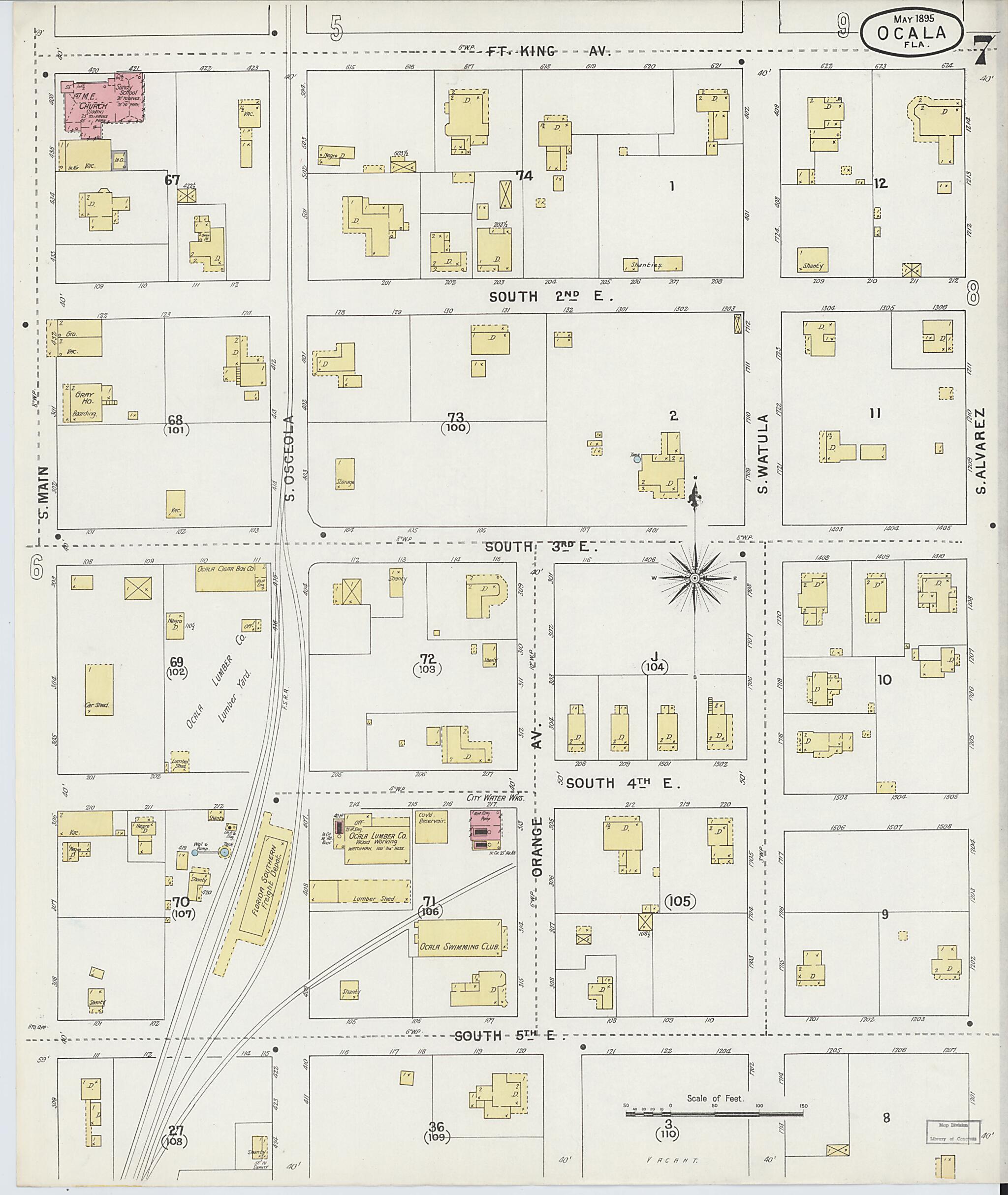 This old map of Ocala, Marion County, Florida was created by Sanborn Map Company in 1895
