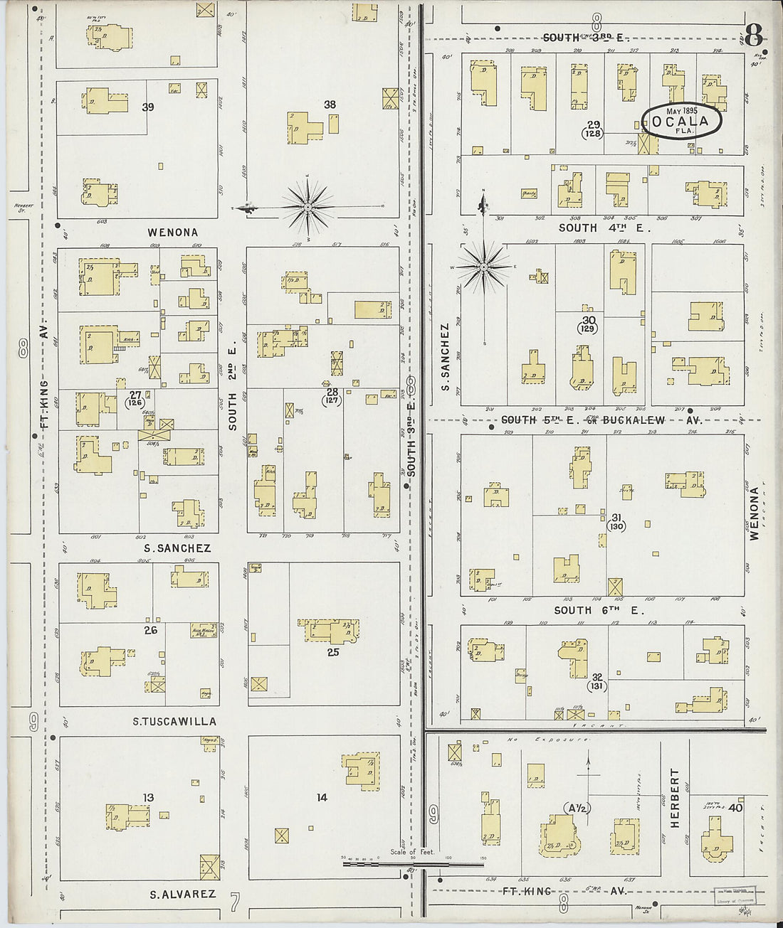 This old map of Ocala, Marion County, Florida was created by Sanborn Map Company in 1895