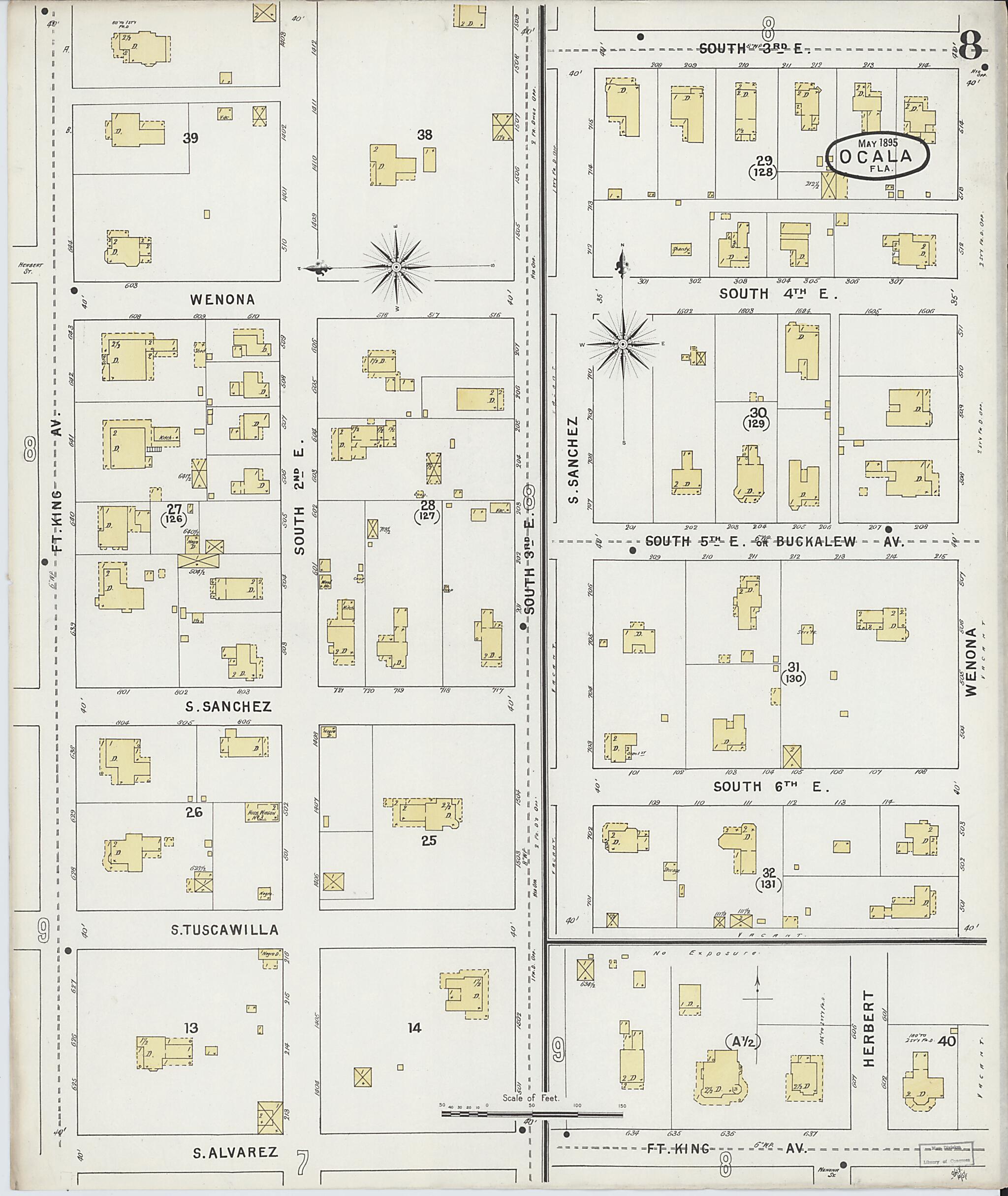 This old map of Ocala, Marion County, Florida was created by Sanborn Map Company in 1895