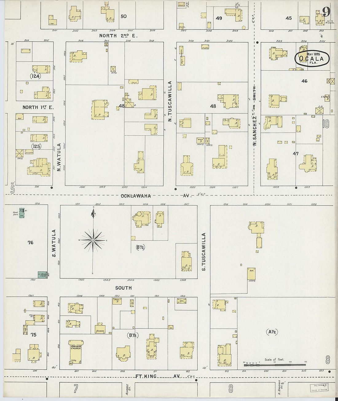 This old map of Ocala, Marion County, Florida was created by Sanborn Map Company in 1895