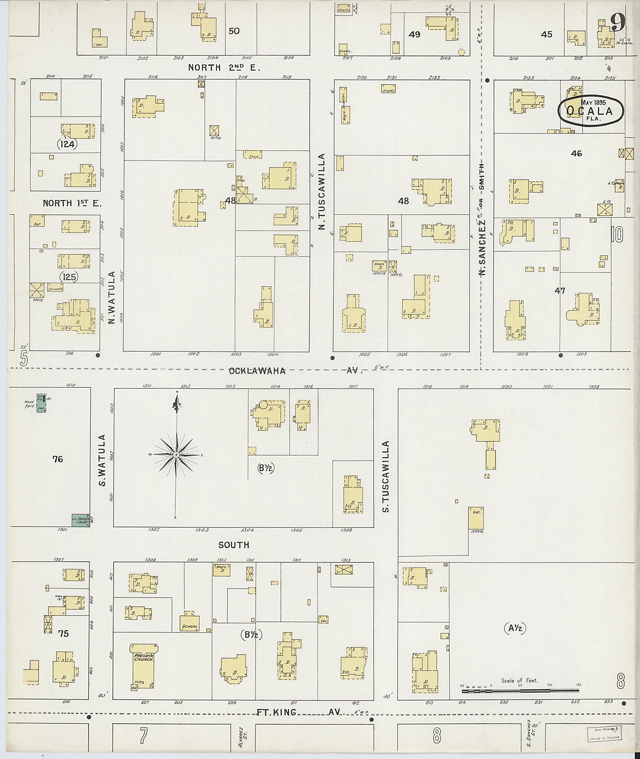 This old map of Ocala, Marion County, Florida was created by Sanborn Map Company in 1895