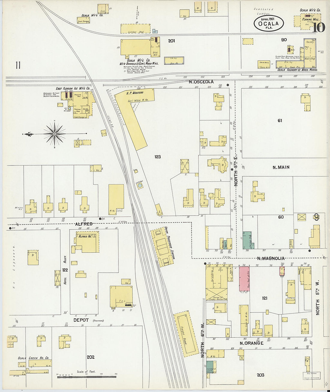 This old map of Ocala, Marion County, Florida was created by Sanborn Map Company in 1901