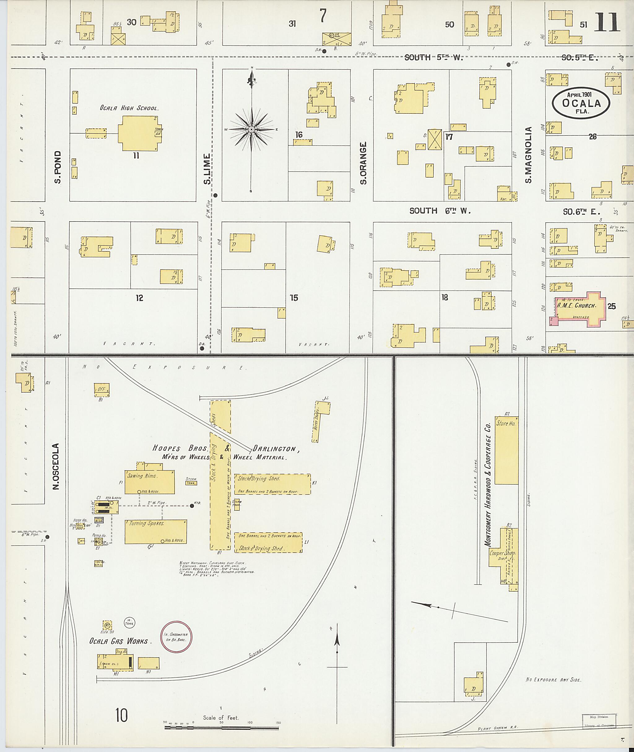 This old map of Ocala, Marion County, Florida was created by Sanborn Map Company in 1901