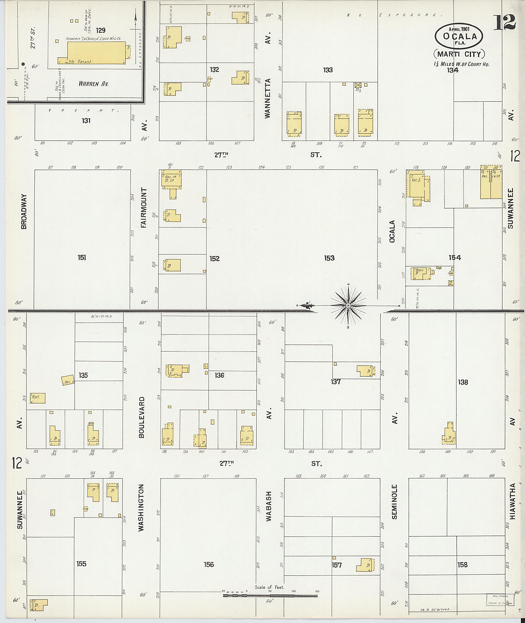 This old map of Ocala, Marion County, Florida was created by Sanborn Map Company in 1901