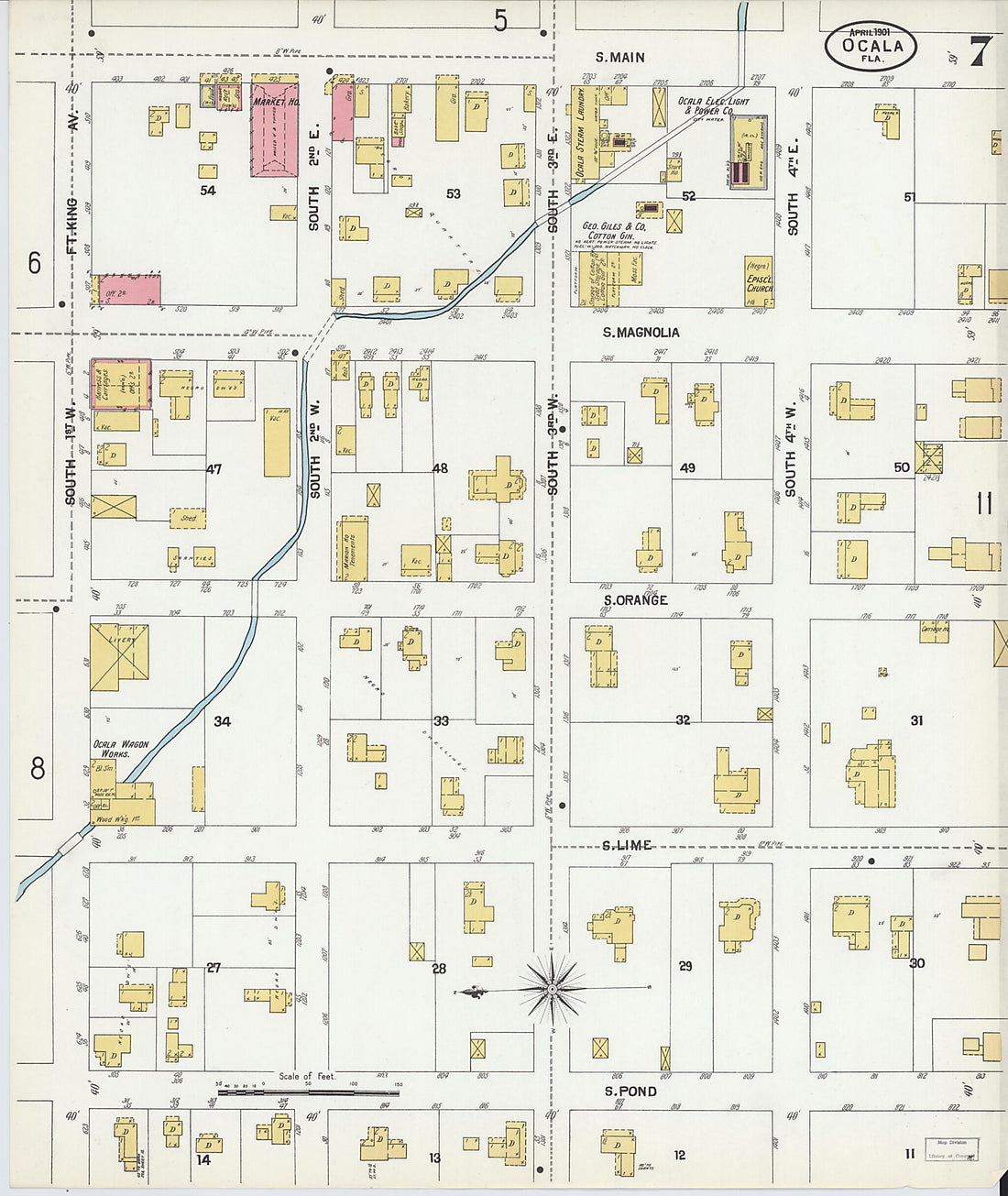 This old map of Ocala, Marion County, Florida was created by Sanborn Map Company in 1901