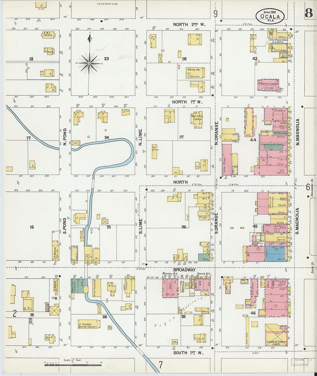 This old map of Ocala, Marion County, Florida was created by Sanborn Map Company in 1901