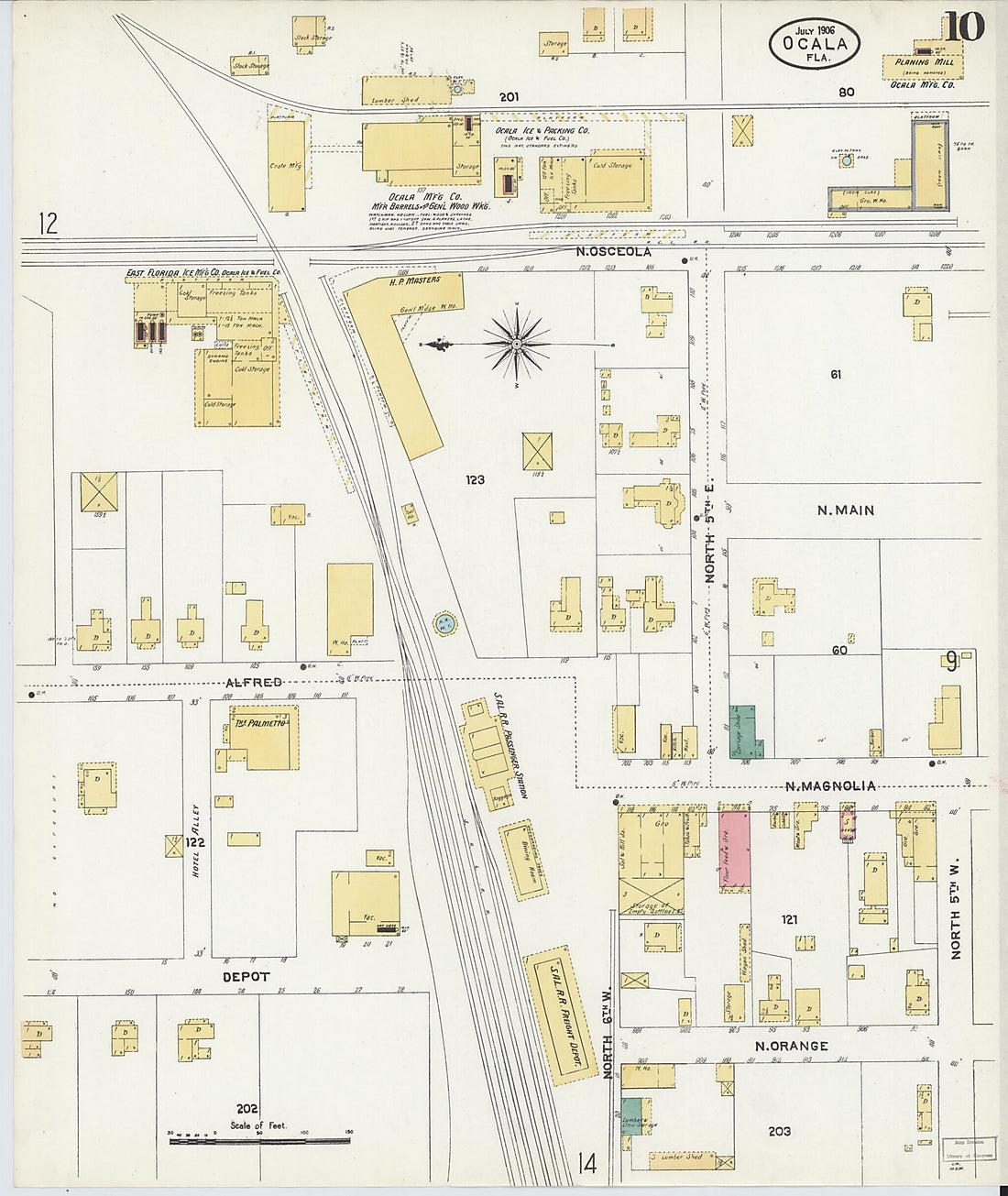 This old map of Ocala, Marion County, Florida was created by Sanborn Map Company in 1906