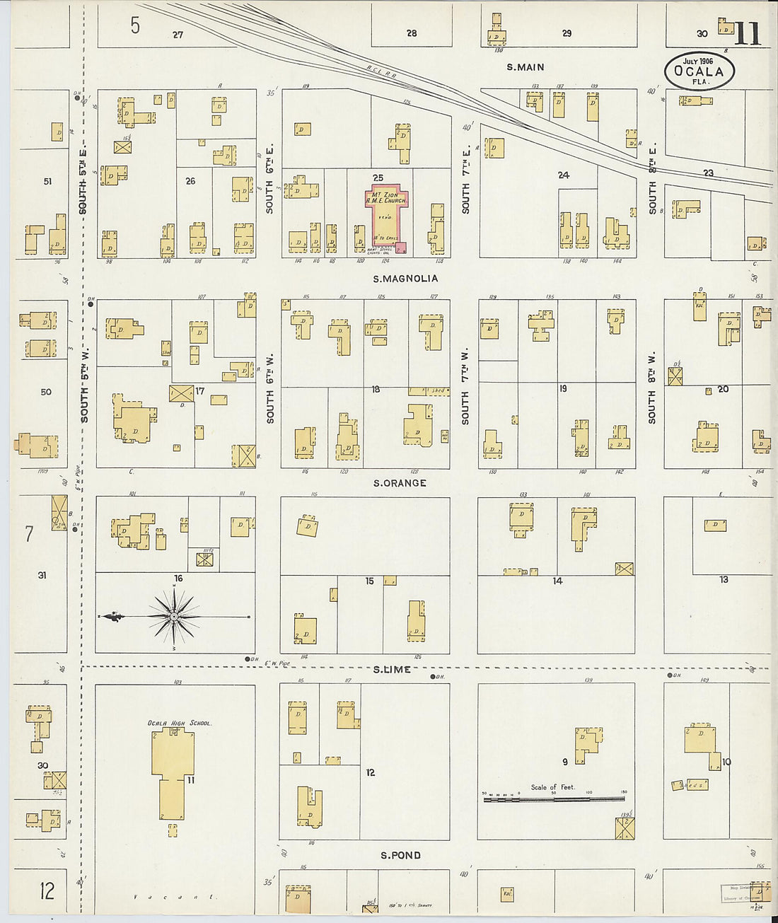 This old map of Ocala, Marion County, Florida was created by Sanborn Map Company in 1906
