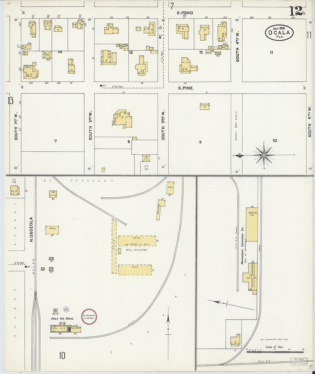 This old map of Ocala, Marion County, Florida was created by Sanborn Map Company in 1906