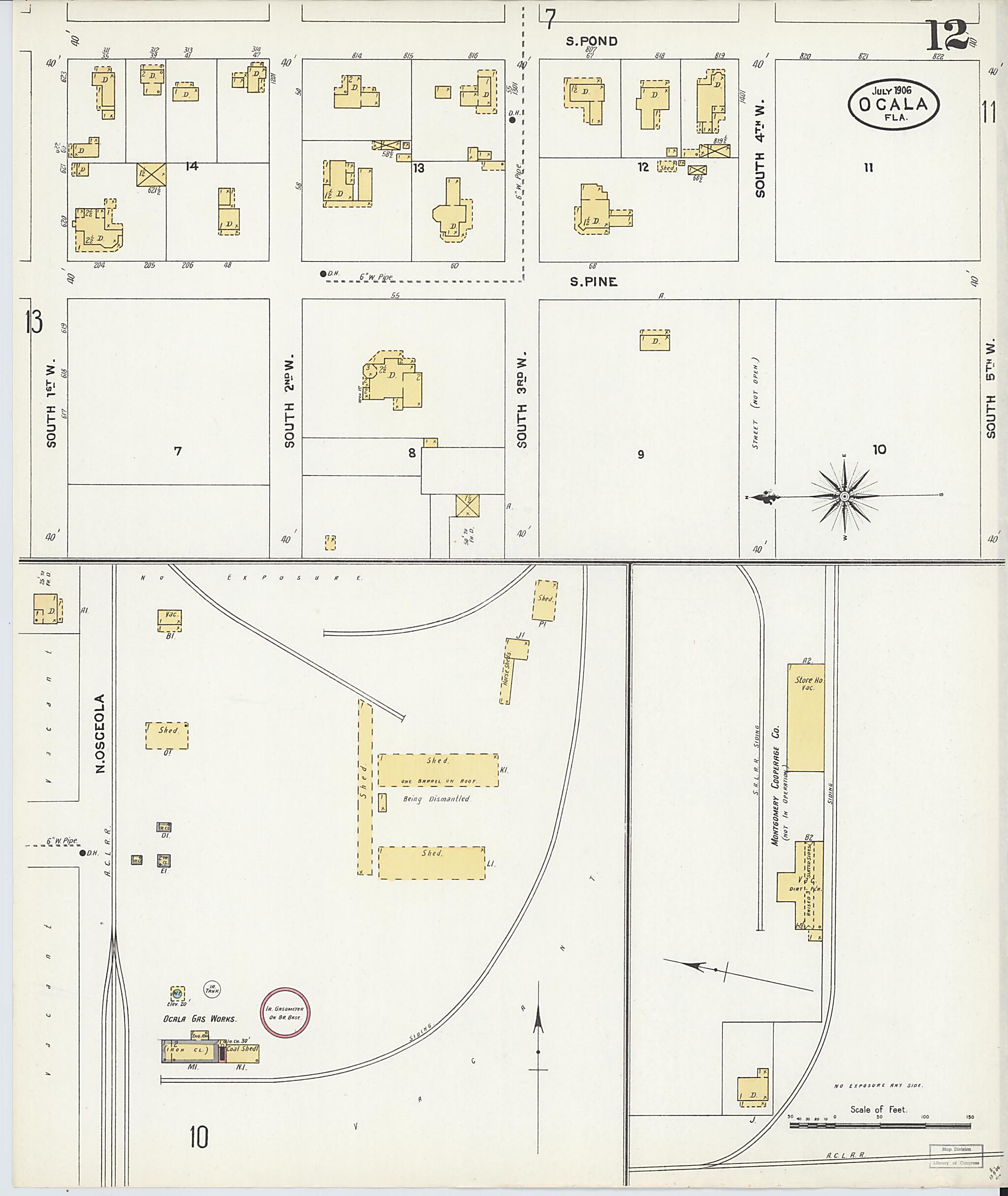 This old map of Ocala, Marion County, Florida was created by Sanborn Map Company in 1906