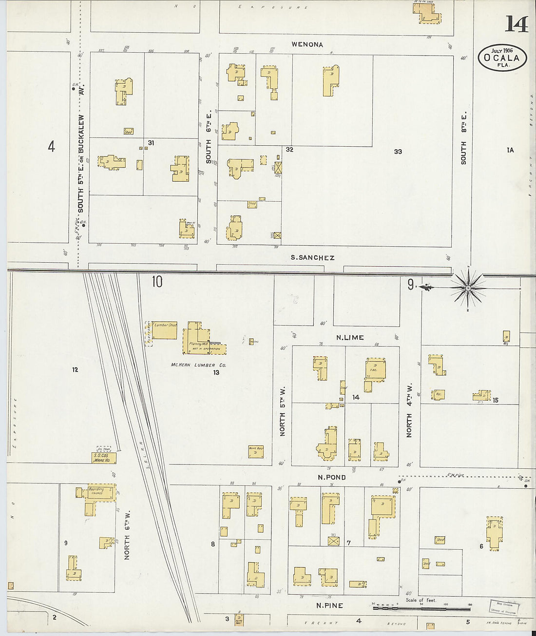 This old map of Ocala, Marion County, Florida was created by Sanborn Map Company in 1906