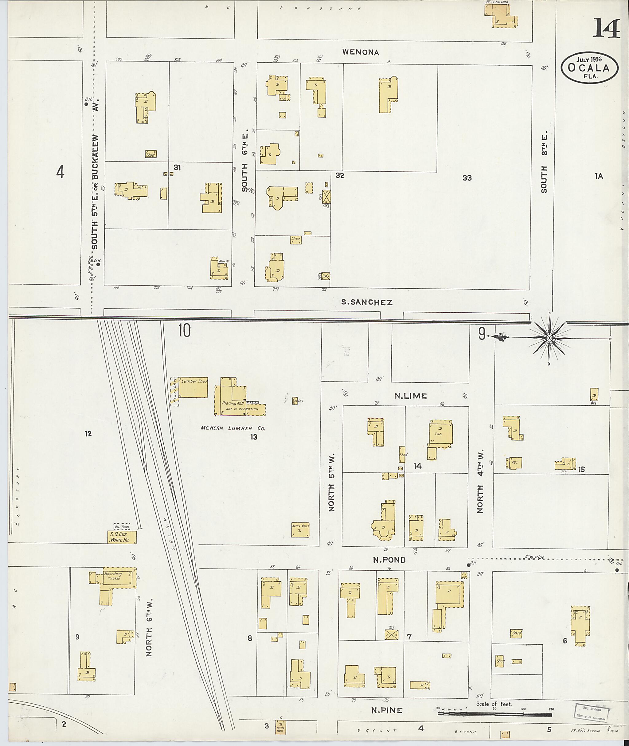 This old map of Ocala, Marion County, Florida was created by Sanborn Map Company in 1906