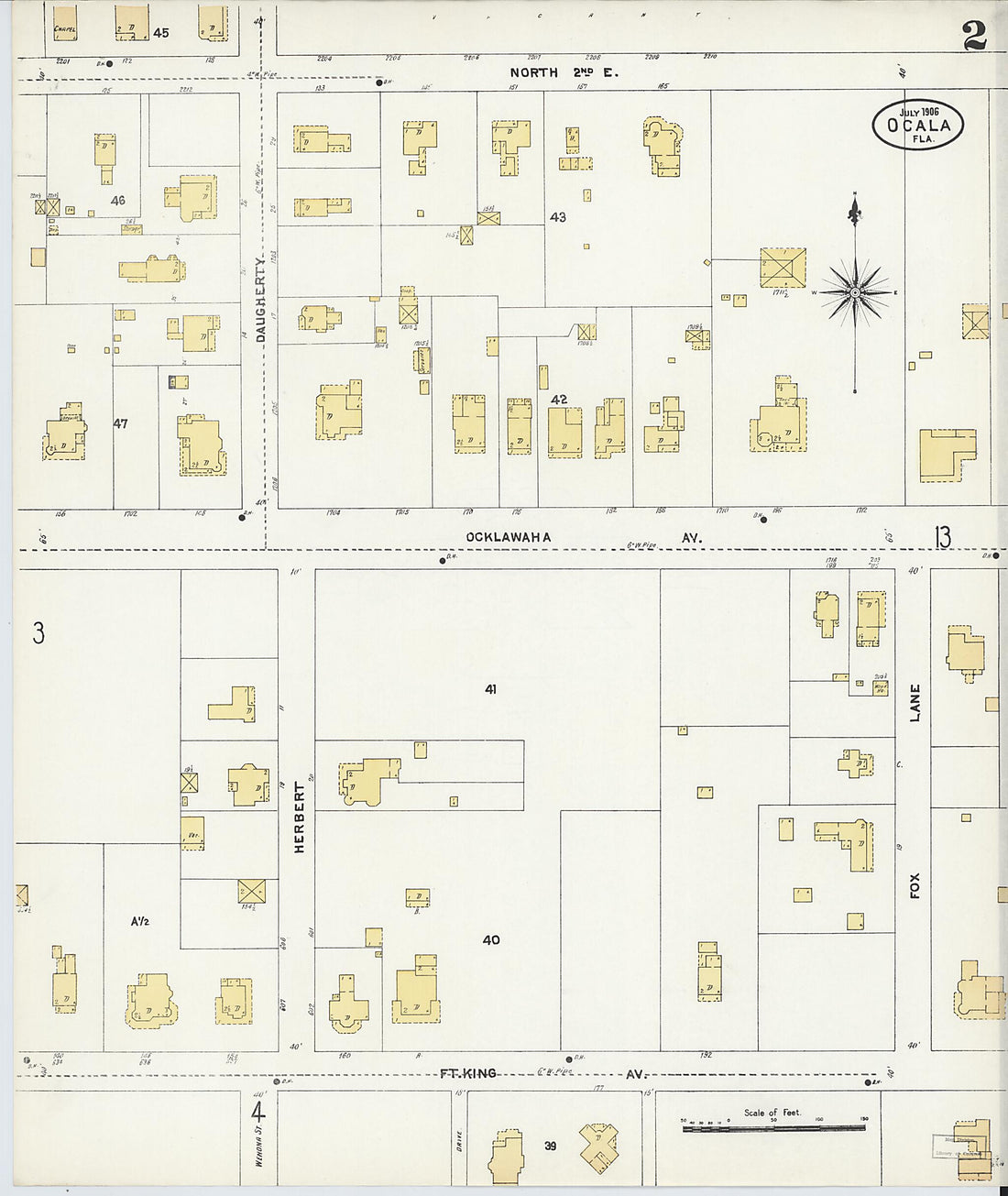 This old map of Ocala, Marion County, Florida was created by Sanborn Map Company in 1906