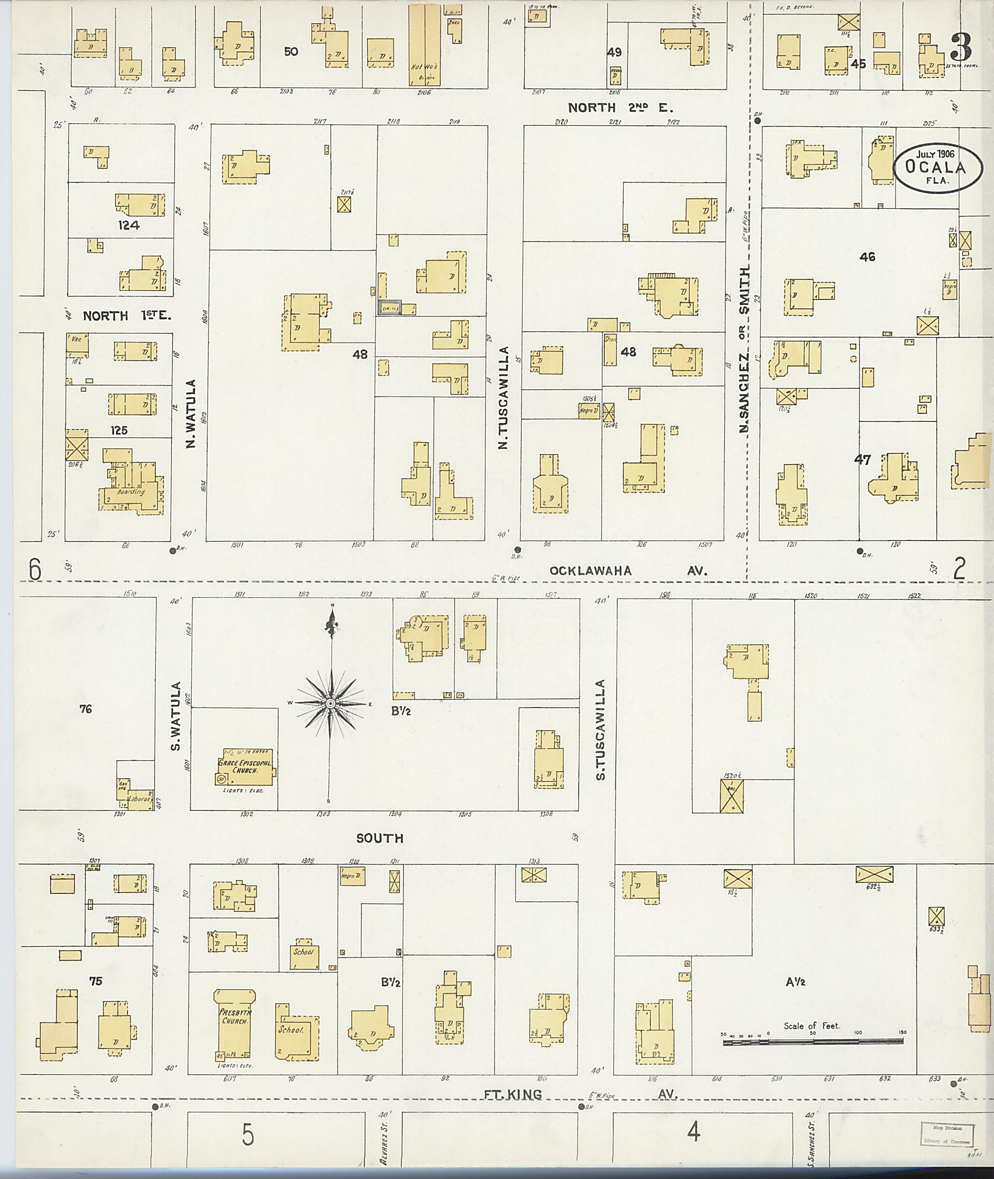 This old map of Ocala, Marion County, Florida was created by Sanborn Map Company in 1906