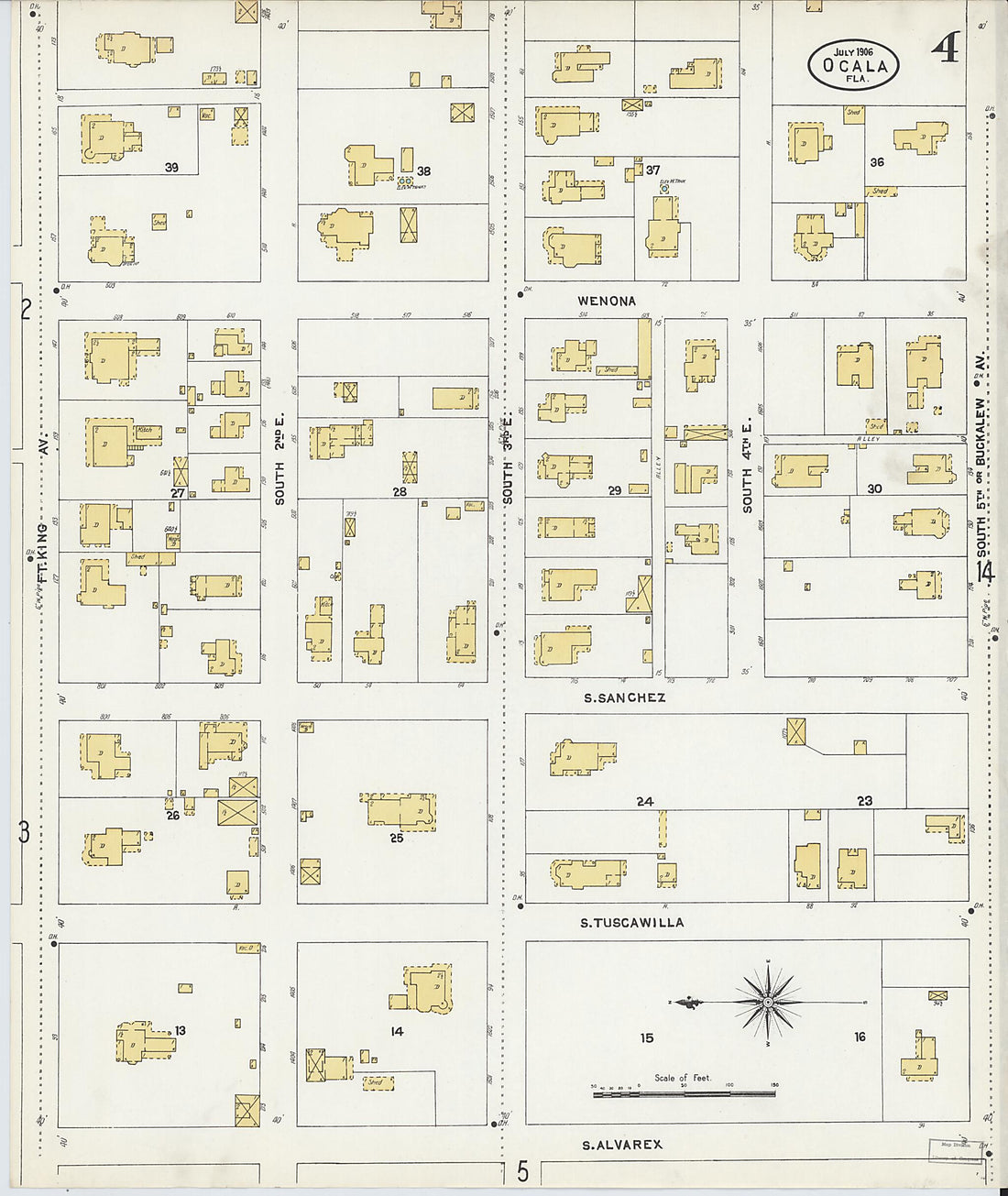 This old map of Ocala, Marion County, Florida was created by Sanborn Map Company in 1906