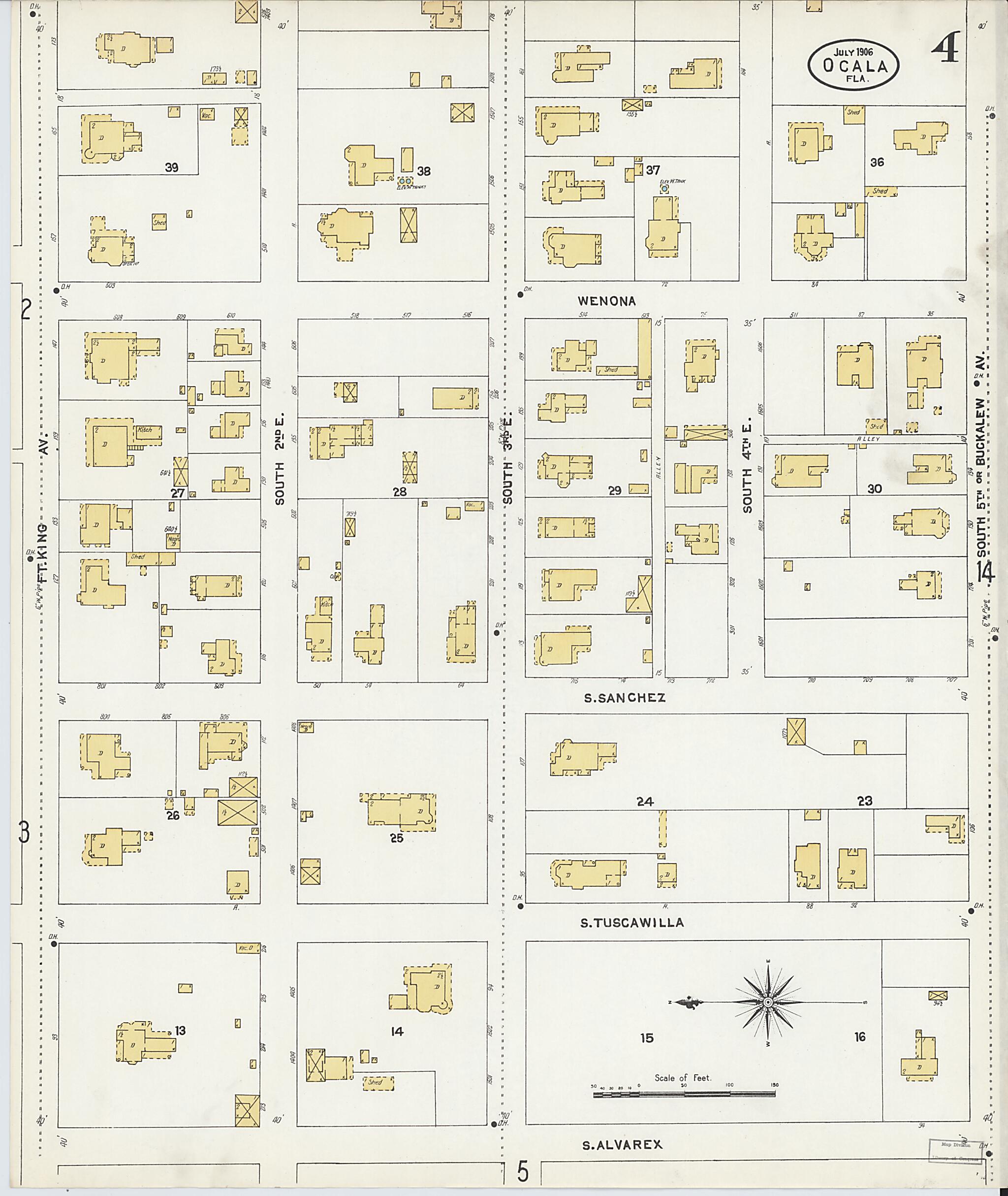 This old map of Ocala, Marion County, Florida was created by Sanborn Map Company in 1906