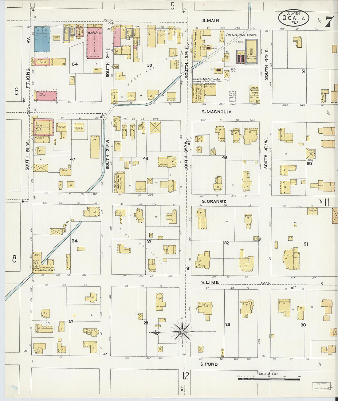 This old map of Ocala, Marion County, Florida was created by Sanborn Map Company in 1906