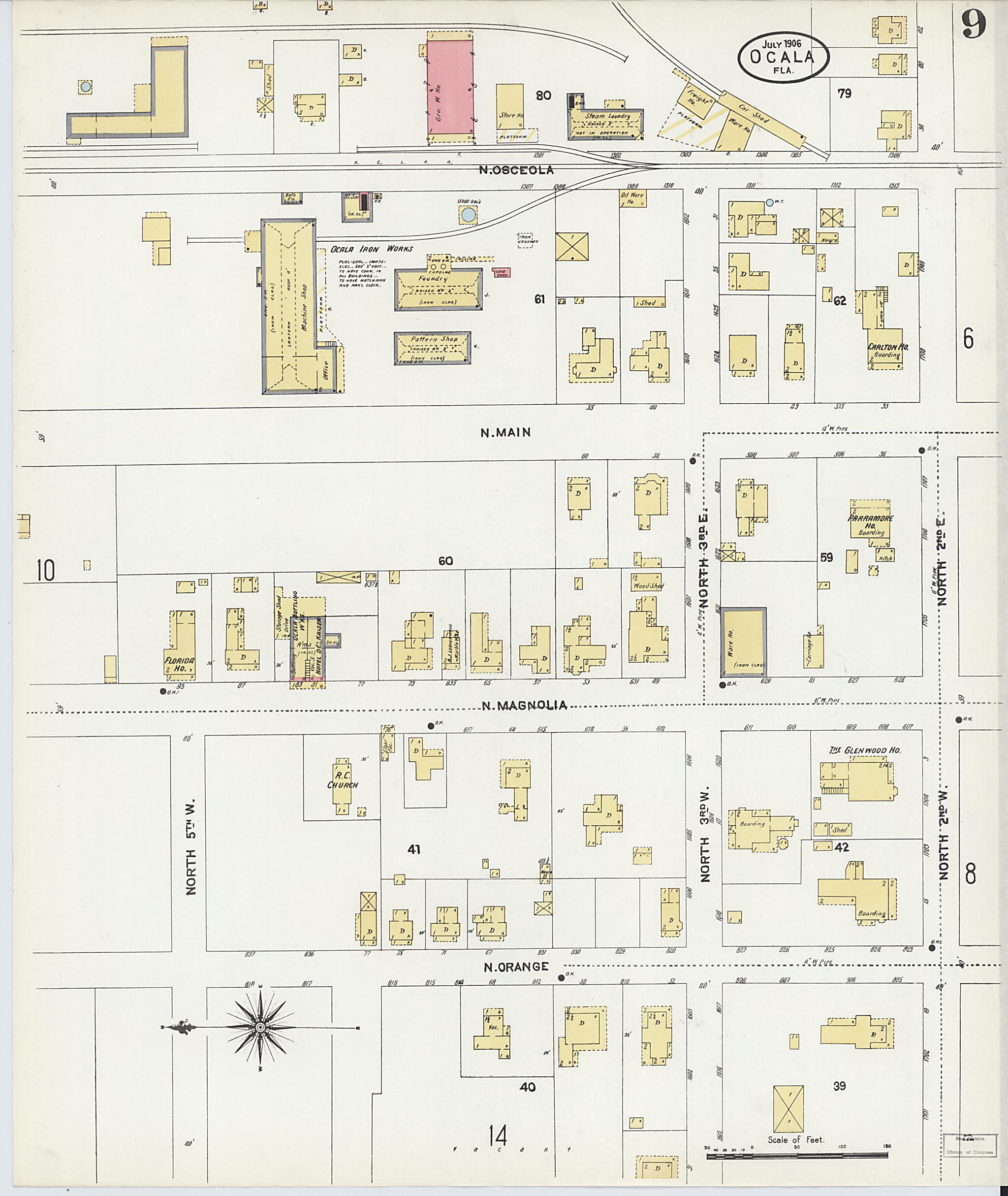 This old map of Ocala, Marion County, Florida was created by Sanborn Map Company in 1906