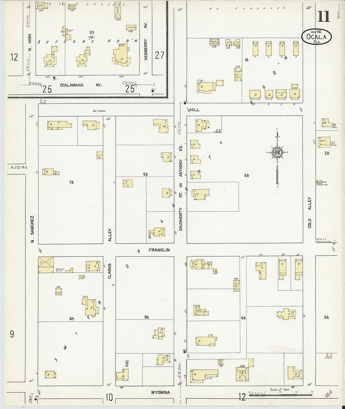 This old map of Ocala, Marion County, Florida was created by Sanborn Map Company in 1912