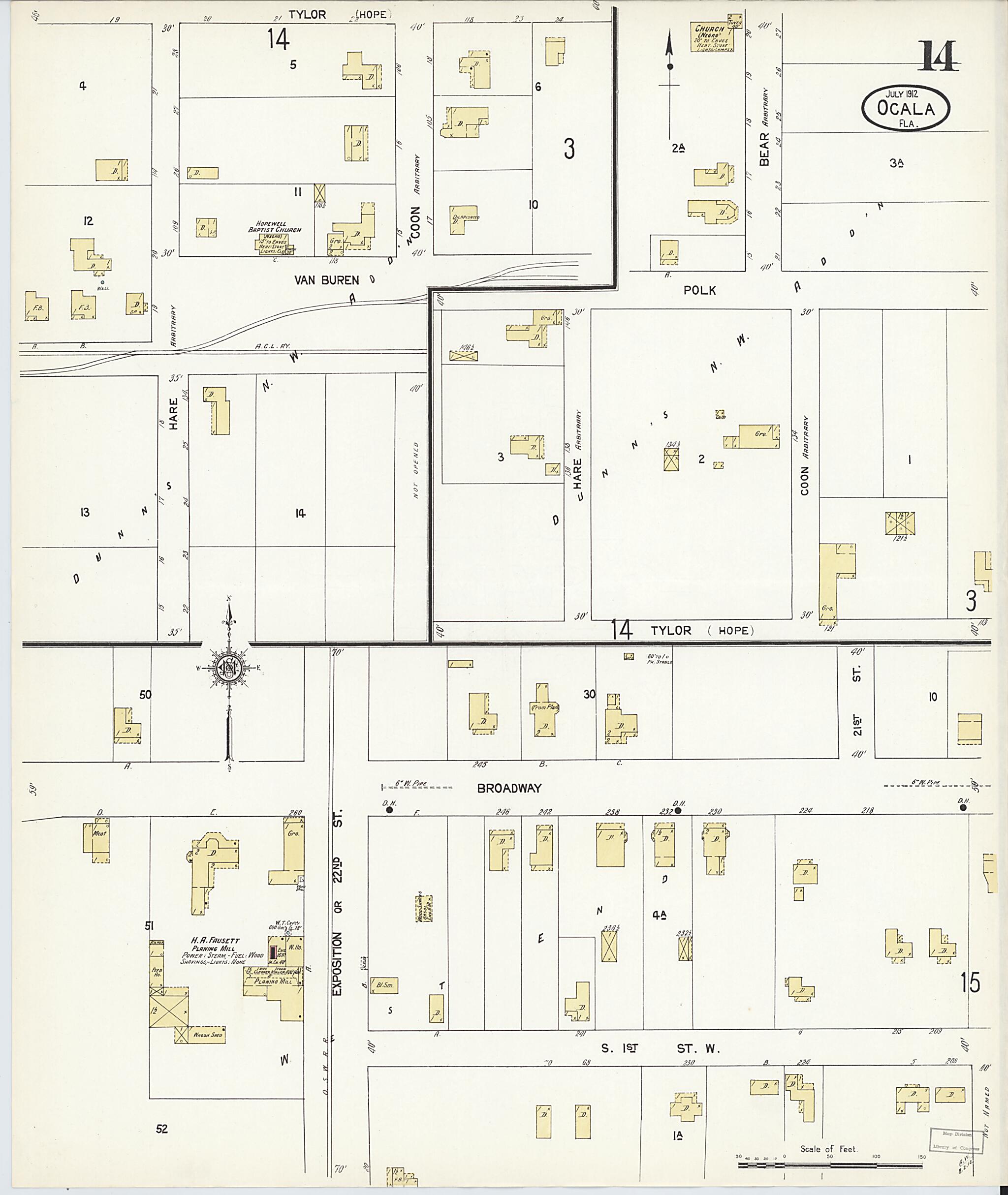 This old map of Ocala, Marion County, Florida was created by Sanborn Map Company in 1912