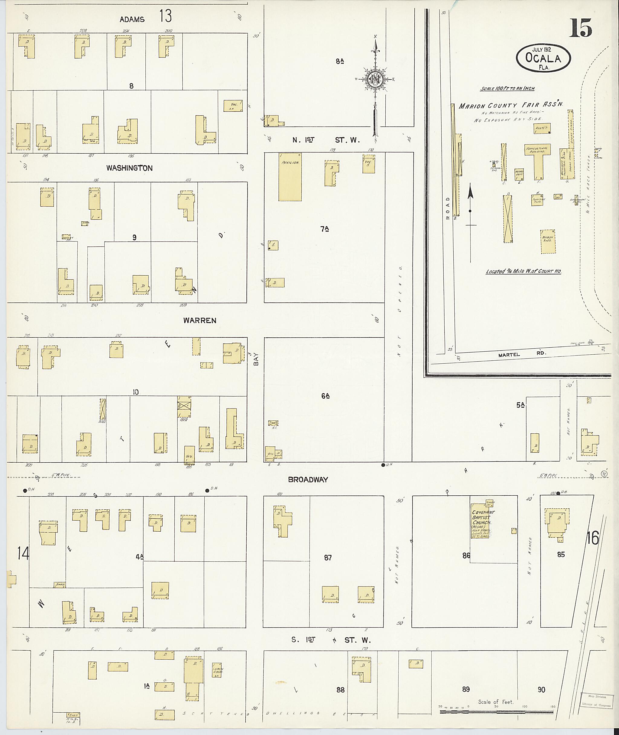 This old map of Ocala, Marion County, Florida was created by Sanborn Map Company in 1912