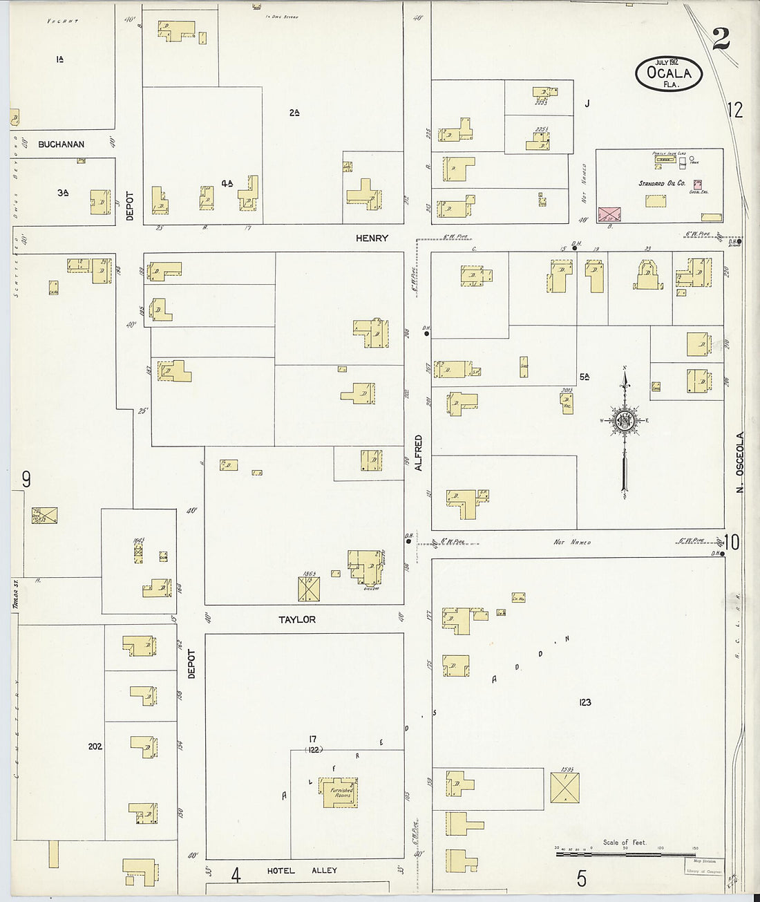 This old map of Ocala, Marion County, Florida was created by Sanborn Map Company in 1912