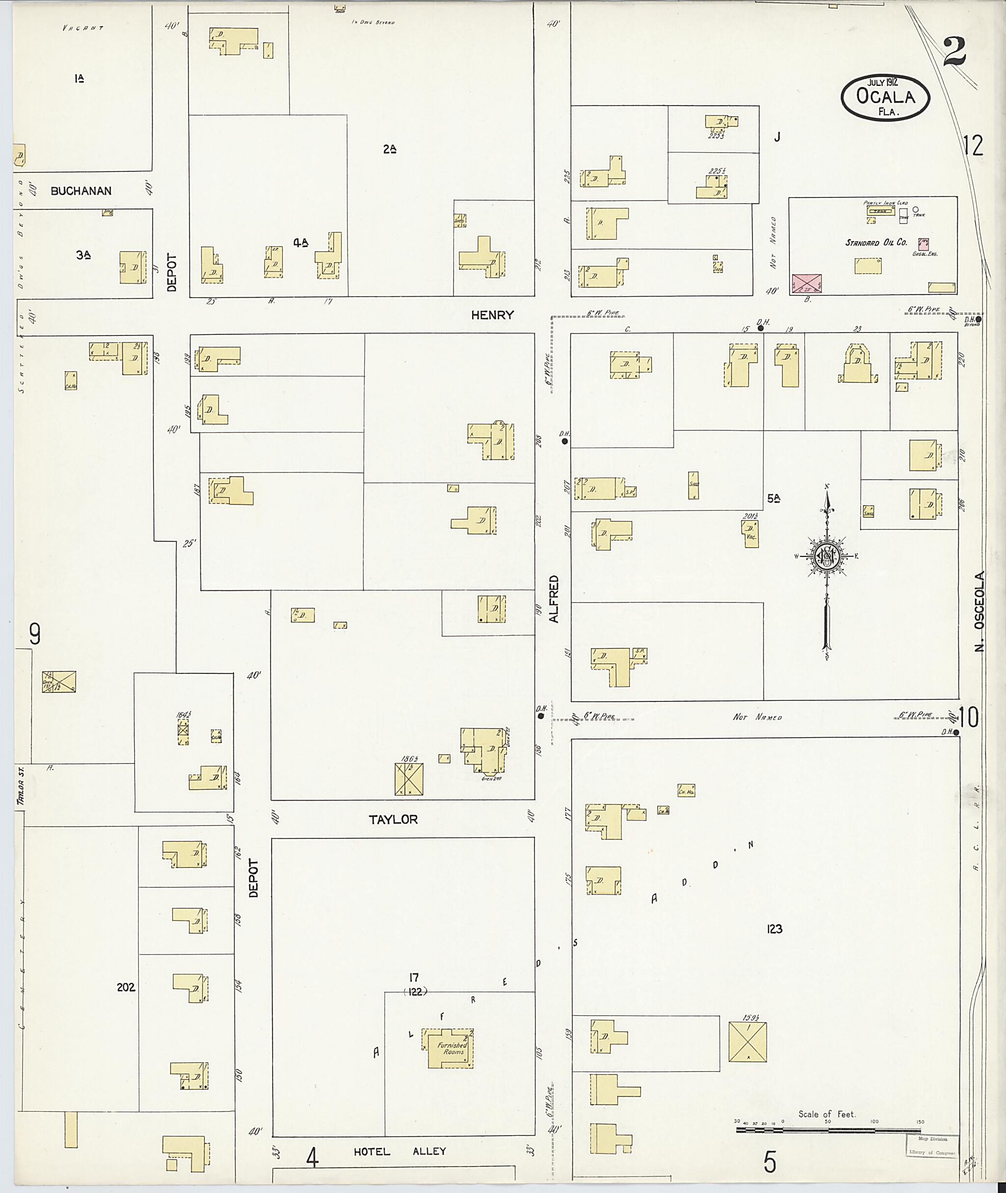 This old map of Ocala, Marion County, Florida was created by Sanborn Map Company in 1912