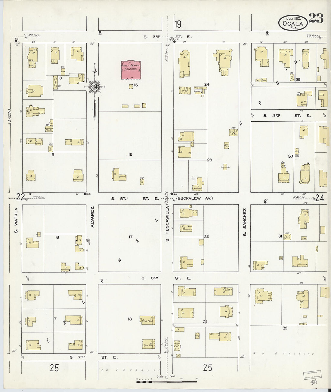 This old map of Ocala, Marion County, Florida was created by Sanborn Map Company in 1912
