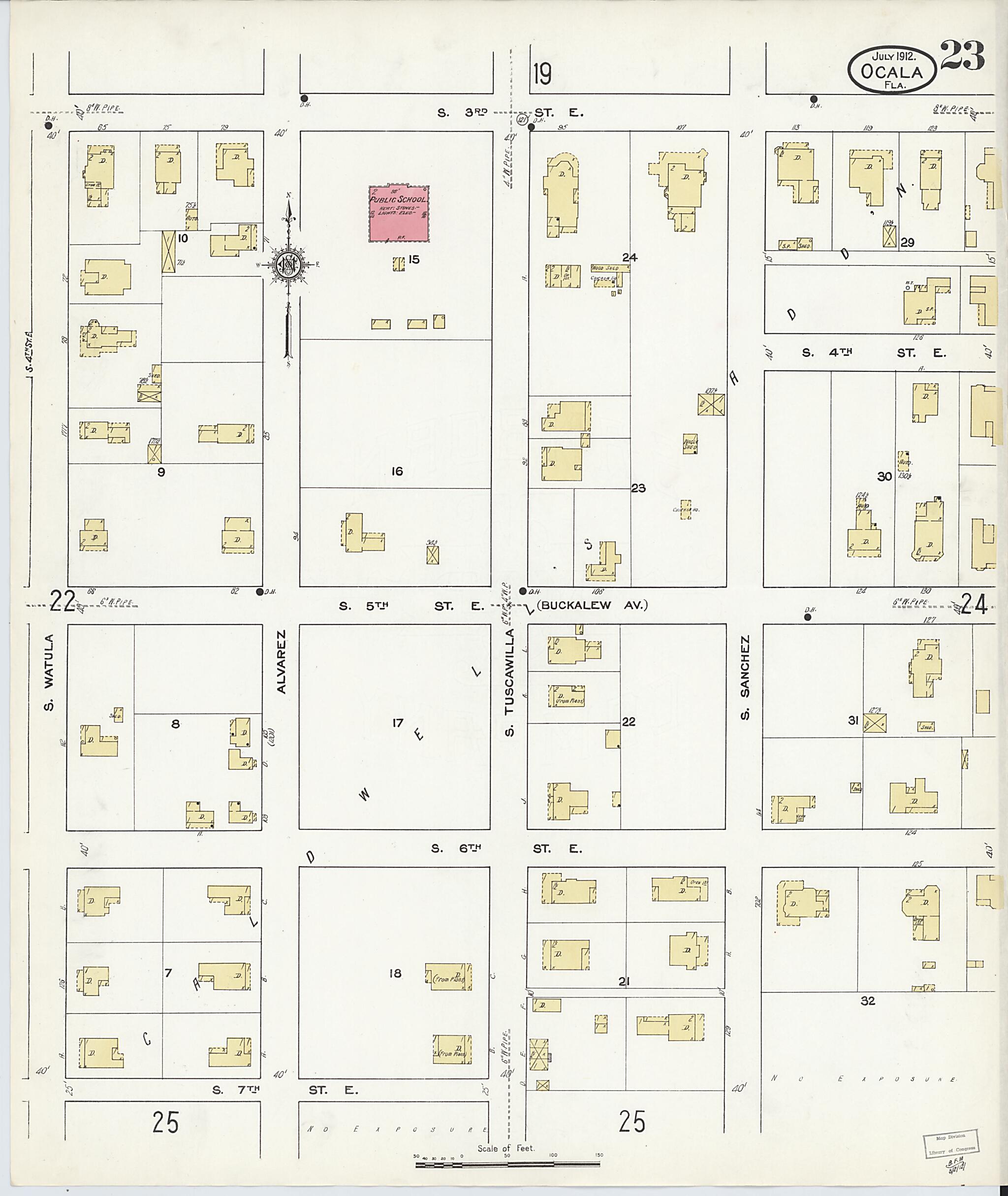 This old map of Ocala, Marion County, Florida was created by Sanborn Map Company in 1912