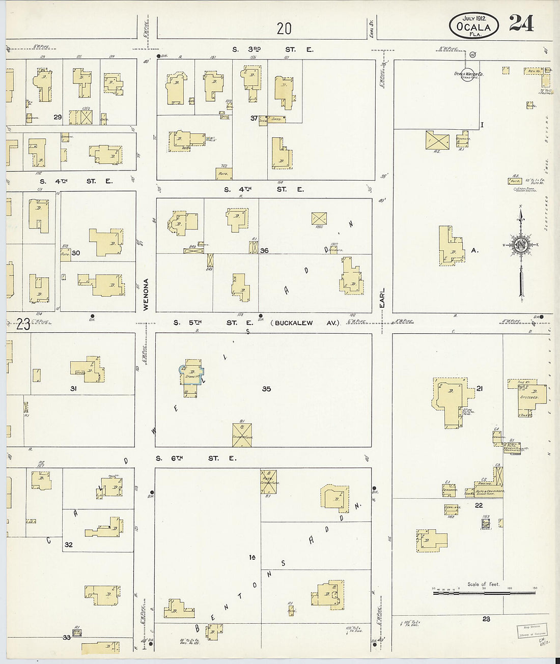 This old map of Ocala, Marion County, Florida was created by Sanborn Map Company in 1912