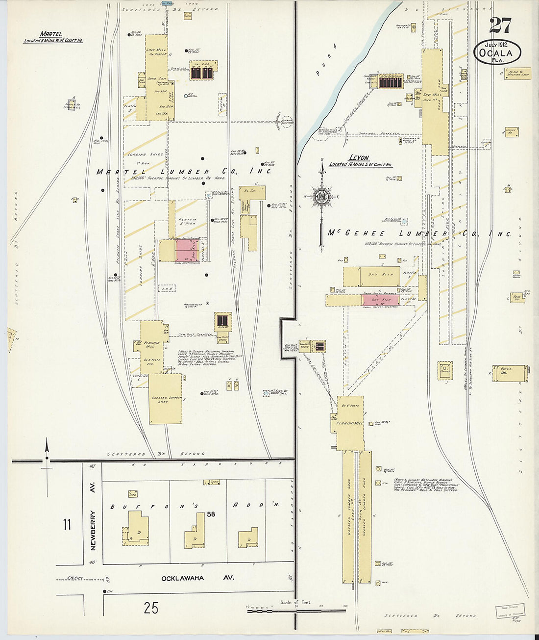 This old map of Ocala, Marion County, Florida was created by Sanborn Map Company in 1912