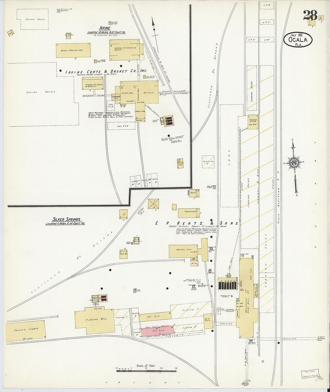 This old map of Ocala, Marion County, Florida was created by Sanborn Map Company in 1912