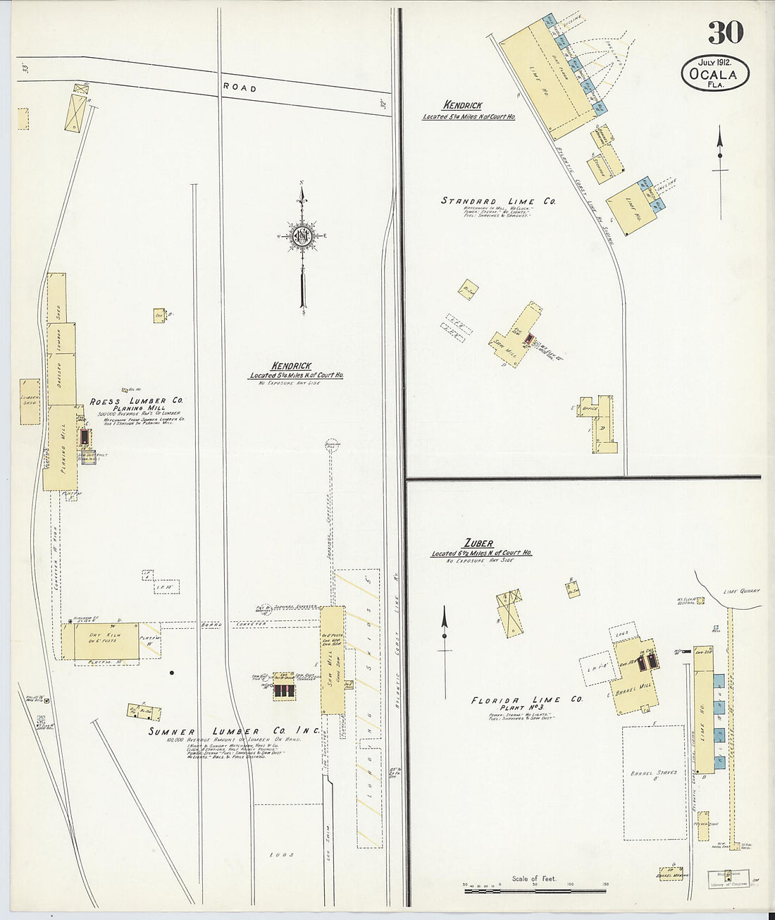 This old map of Ocala, Marion County, Florida was created by Sanborn Map Company in 1912