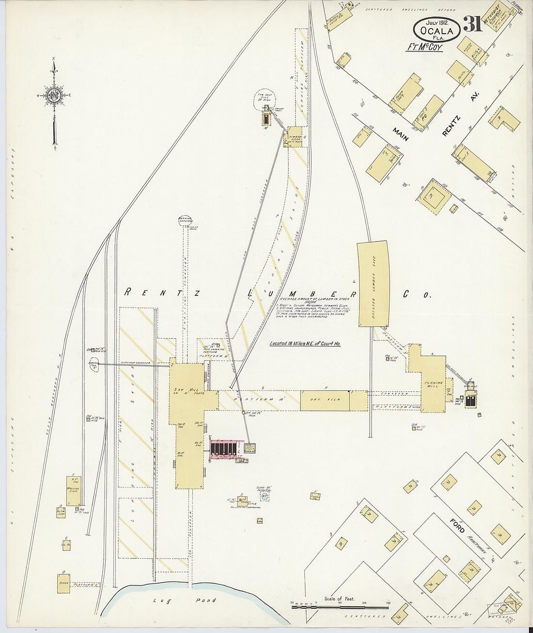 This old map of Ocala, Marion County, Florida was created by Sanborn Map Company in 1912