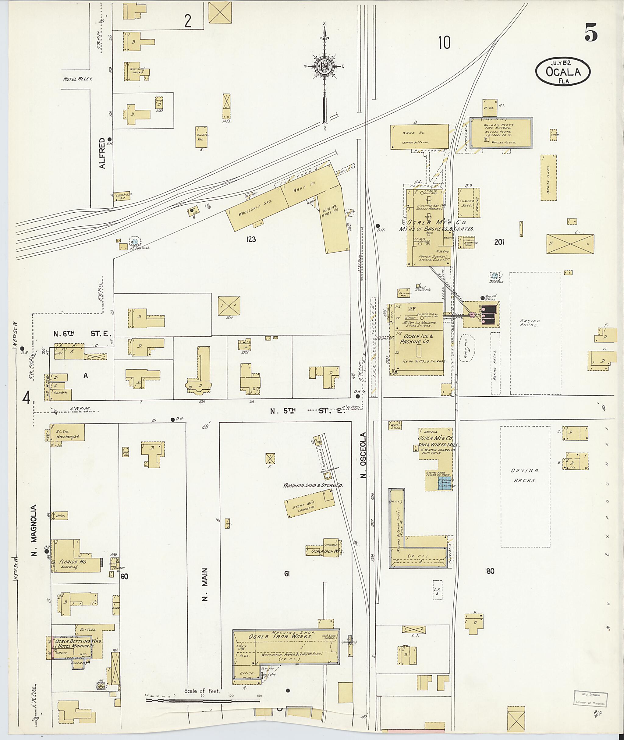 This old map of Ocala, Marion County, Florida was created by Sanborn Map Company in 1912