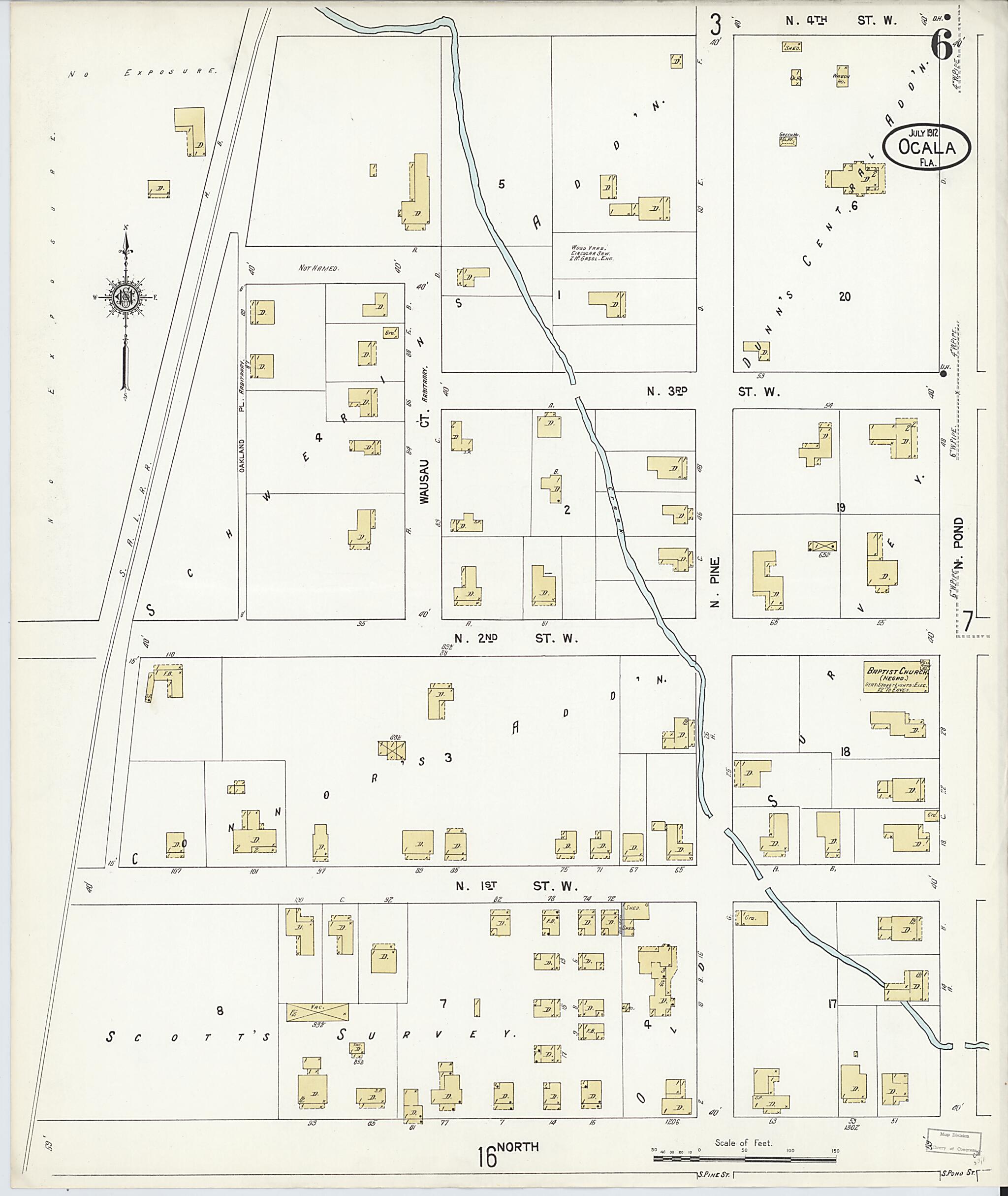 This old map of Ocala, Marion County, Florida was created by Sanborn Map Company in 1912
